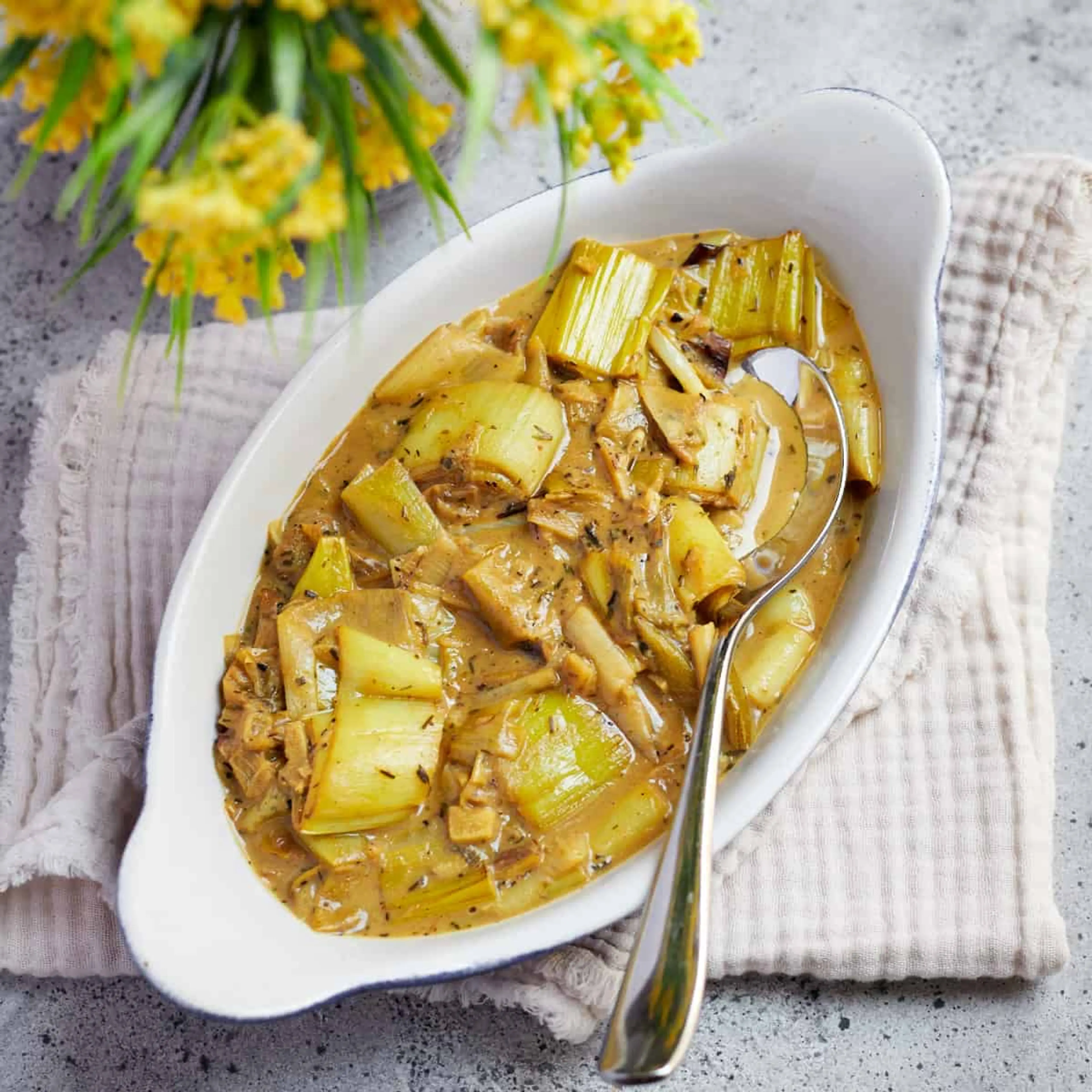 Vegan French-Style Braised Leeks