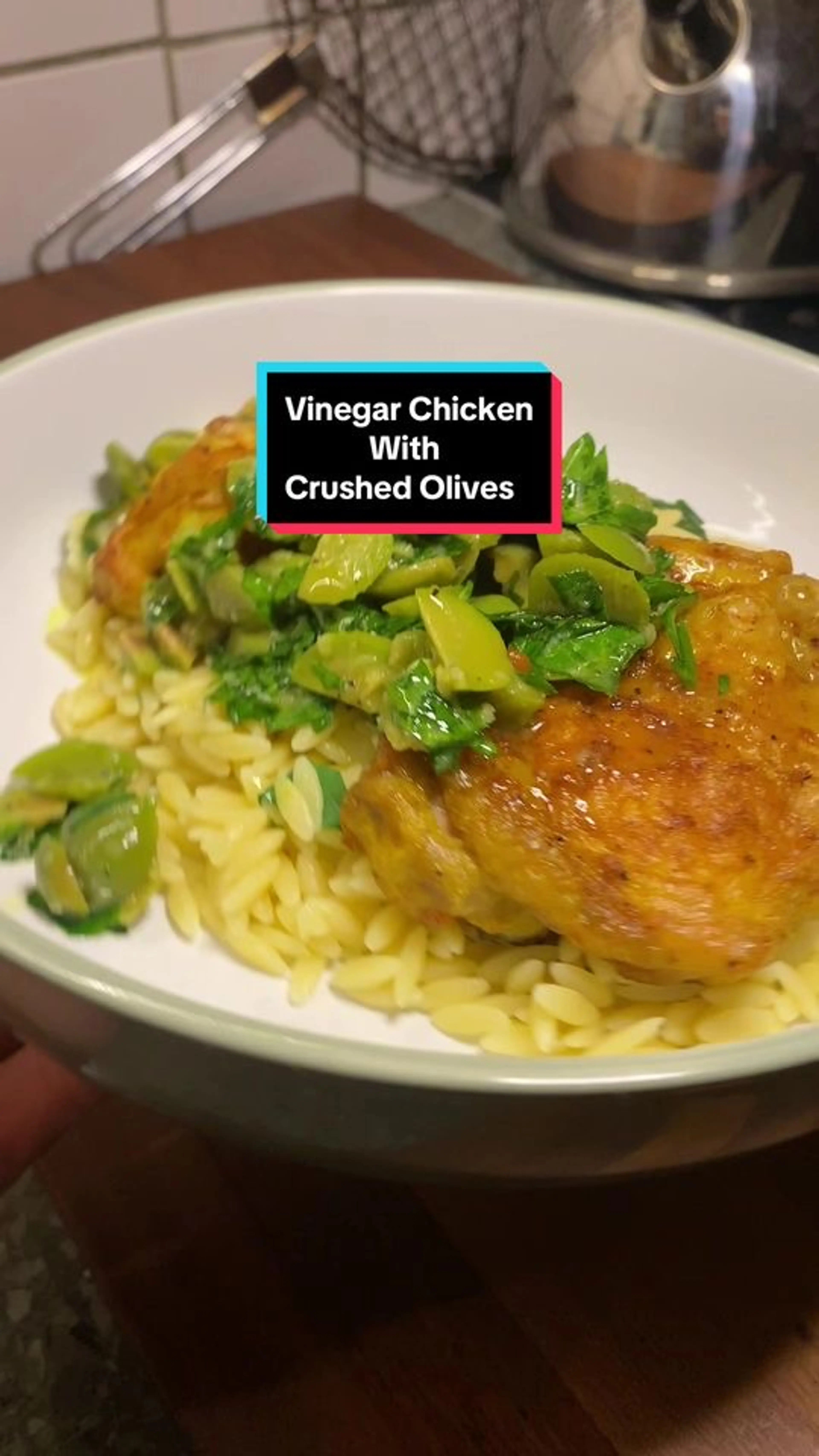 Vinegar Chicken with Crushed Olive Dressing