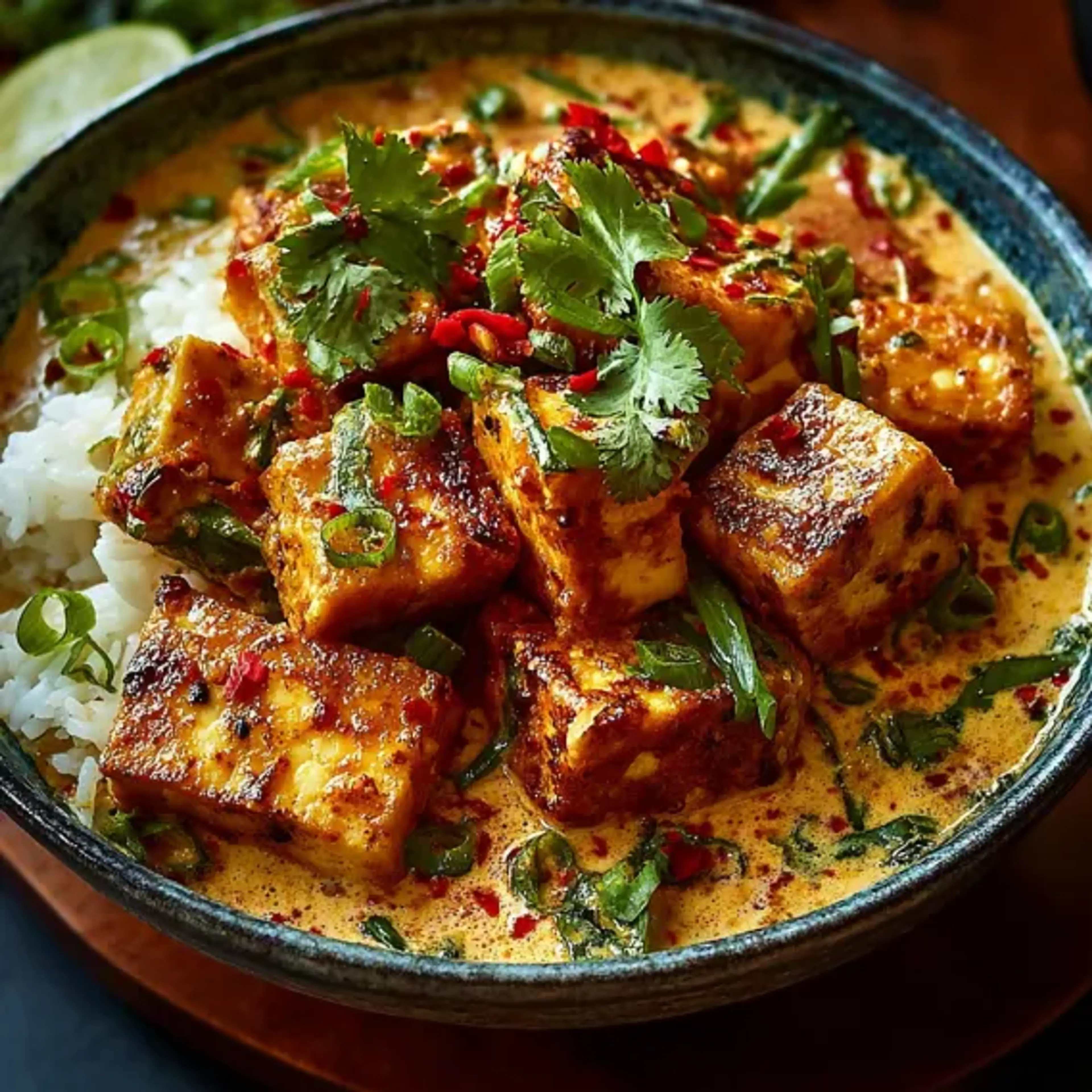 Spicy Tofu Creamy Coconut Sauce