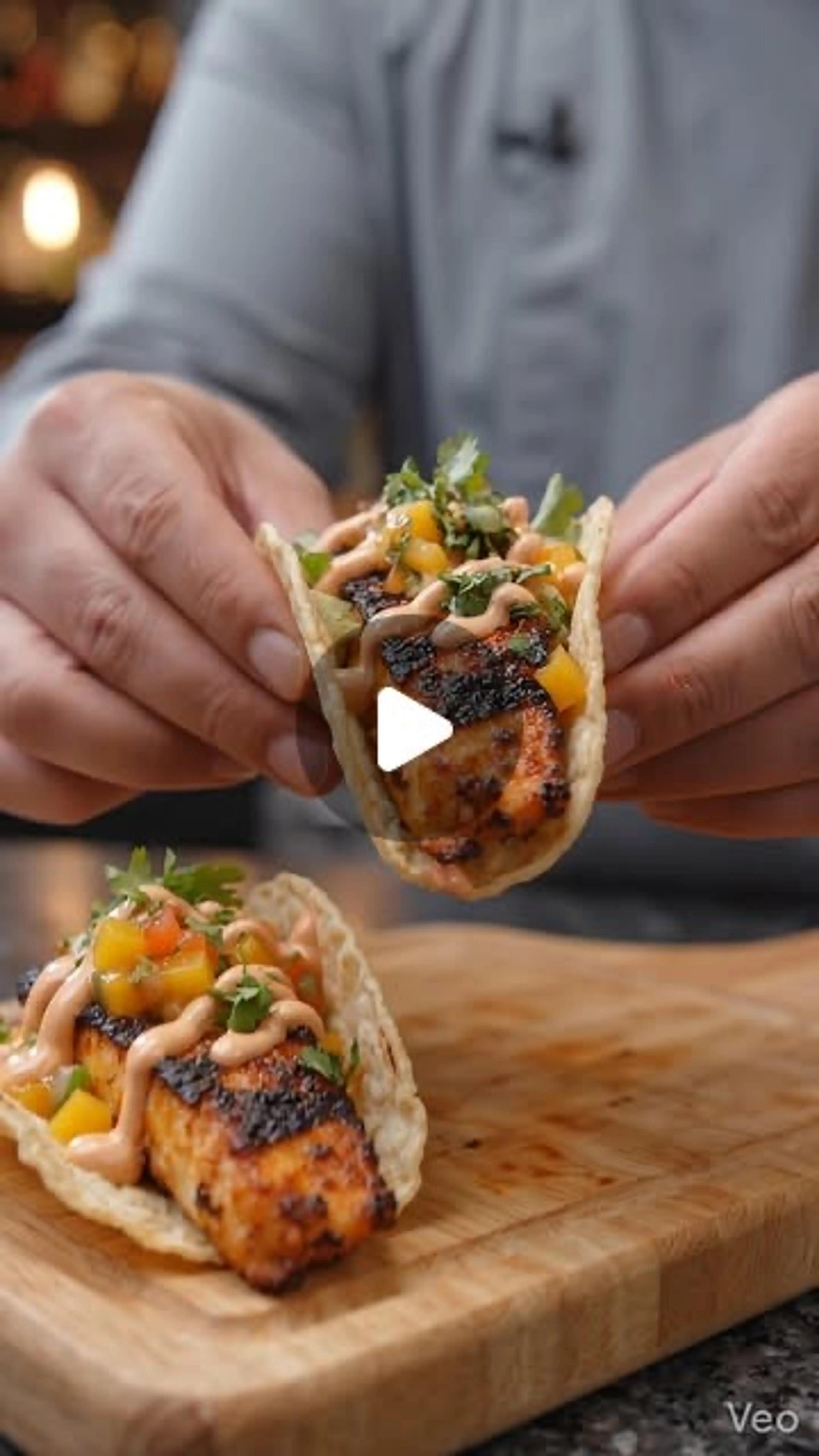Blackened Mahi-mahi Tacos with Mango Salsa & Chipotle Crema