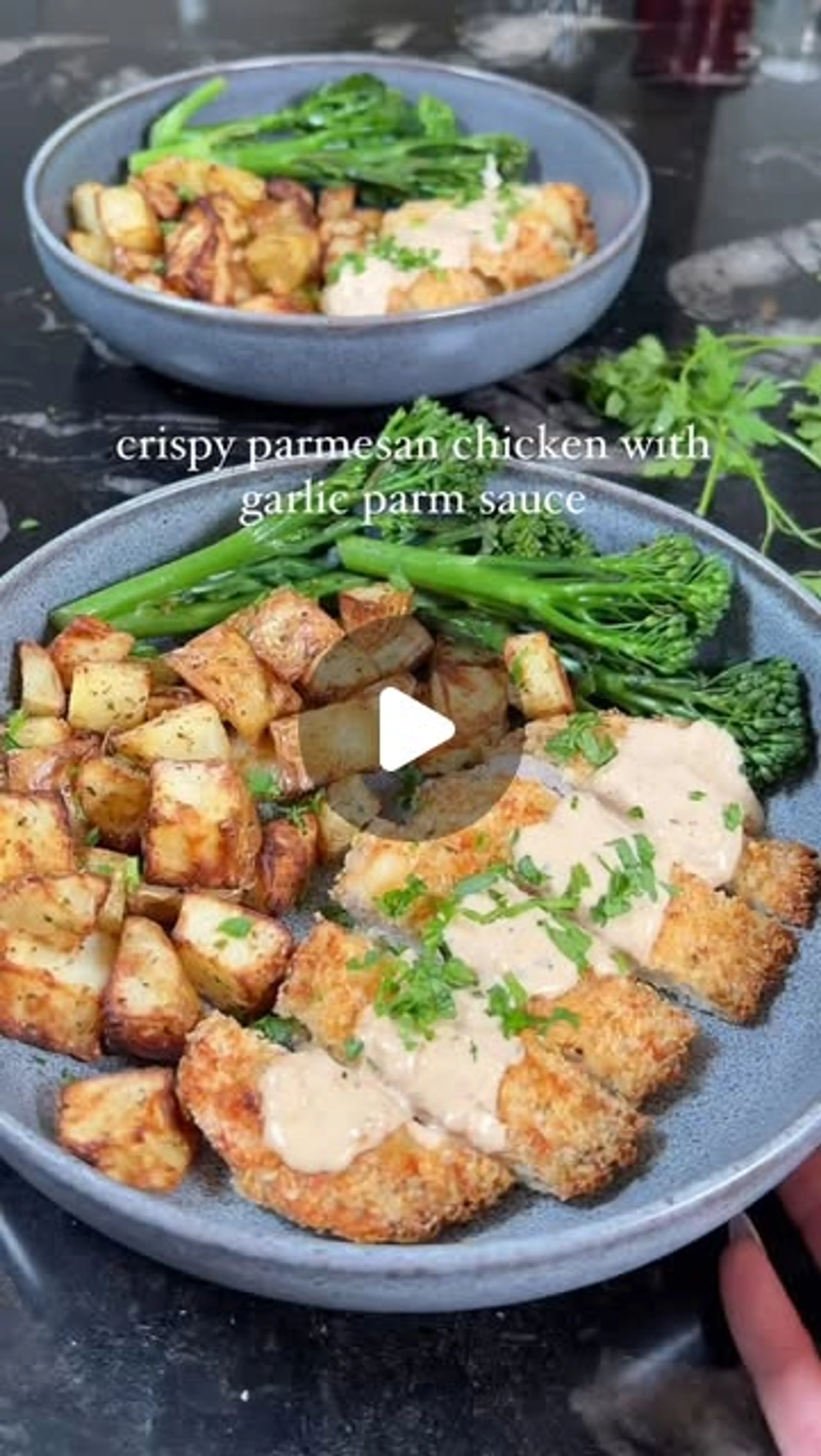 Crispy Parmesan Chicken with Creamy Garlic Parm Sauce