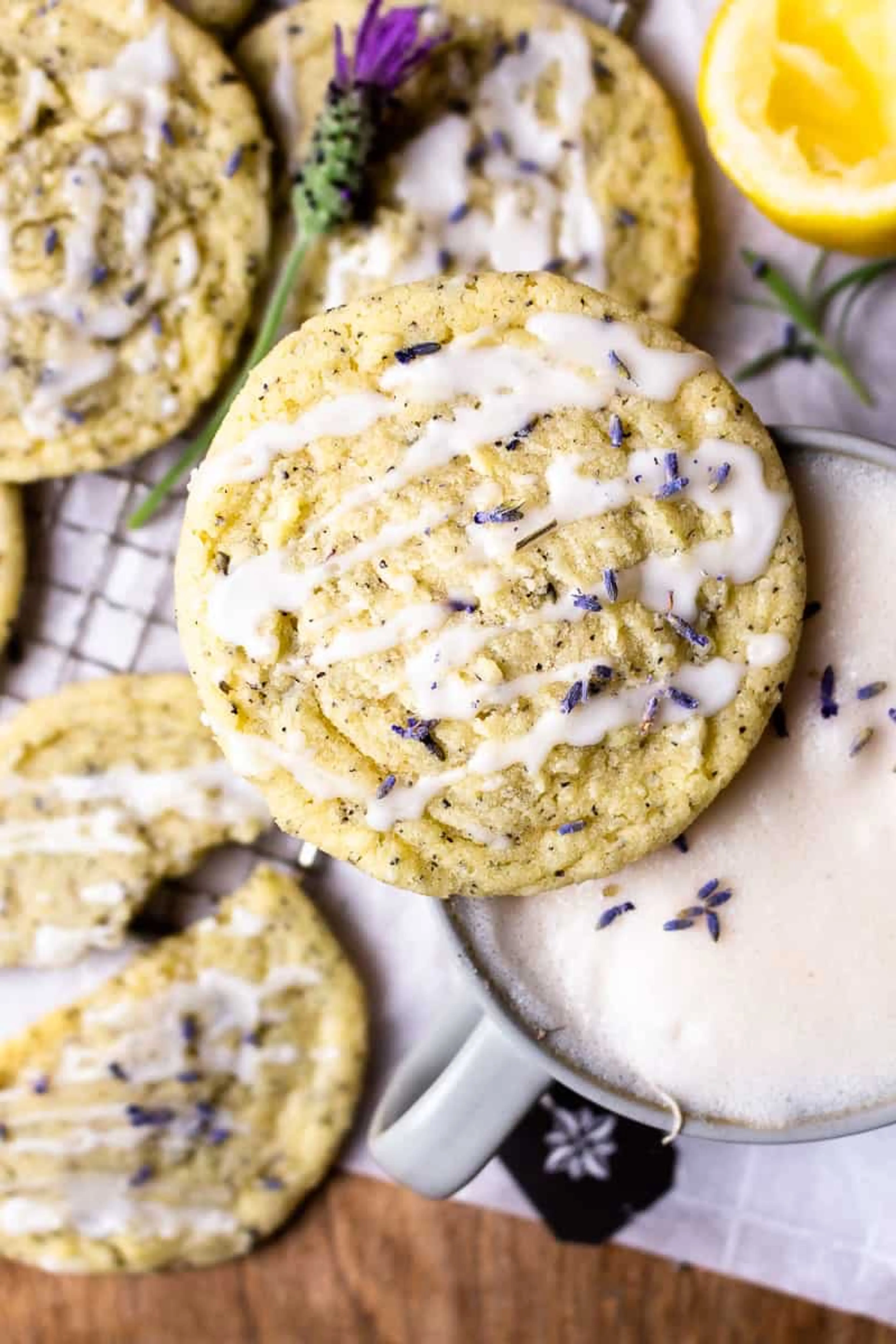 Lavender Earl Grey Cookies with Lemon Glaze