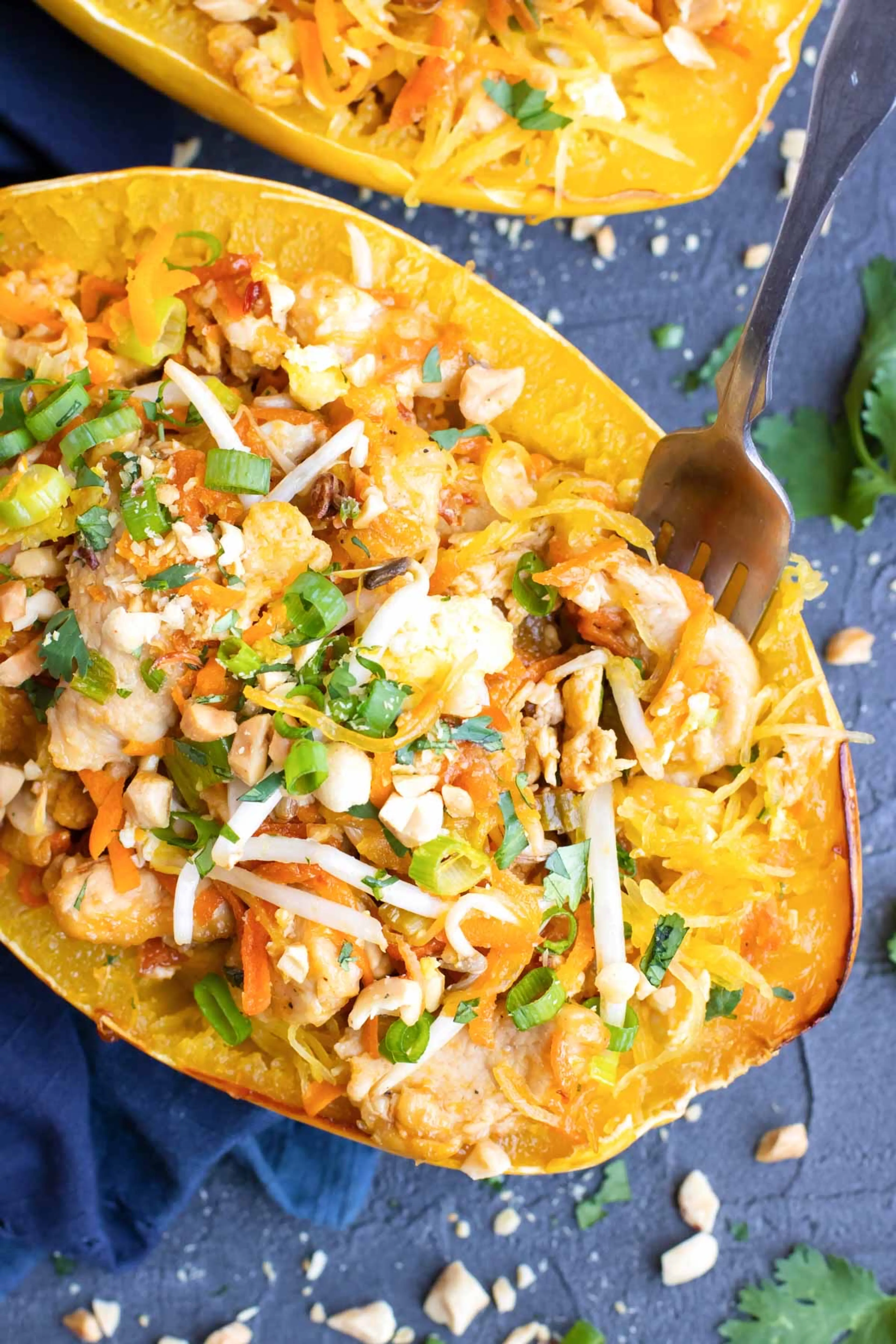 Spaghetti Squash Chicken Pad Thai