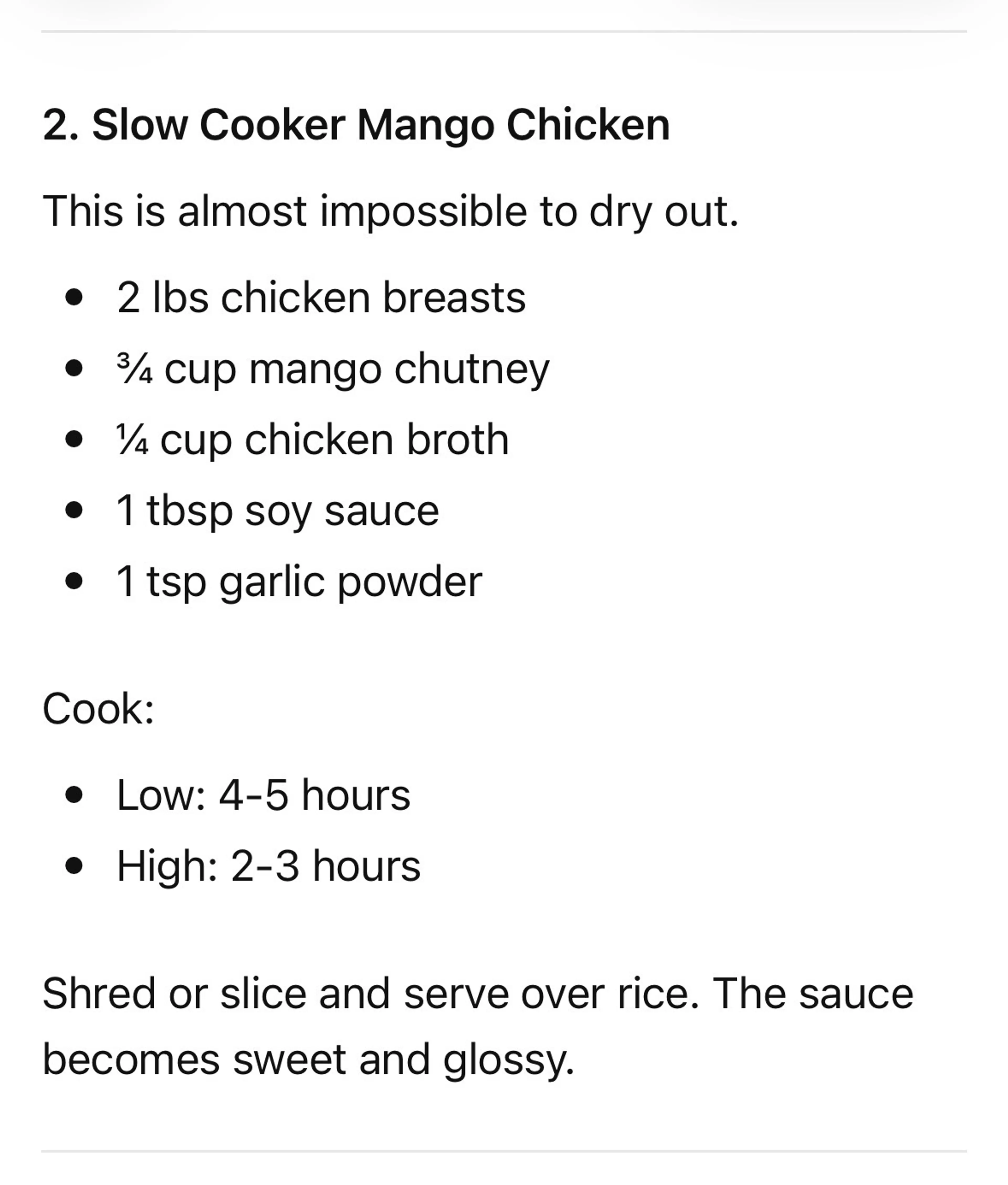 Mango Chutney Chicken Slow Cooker