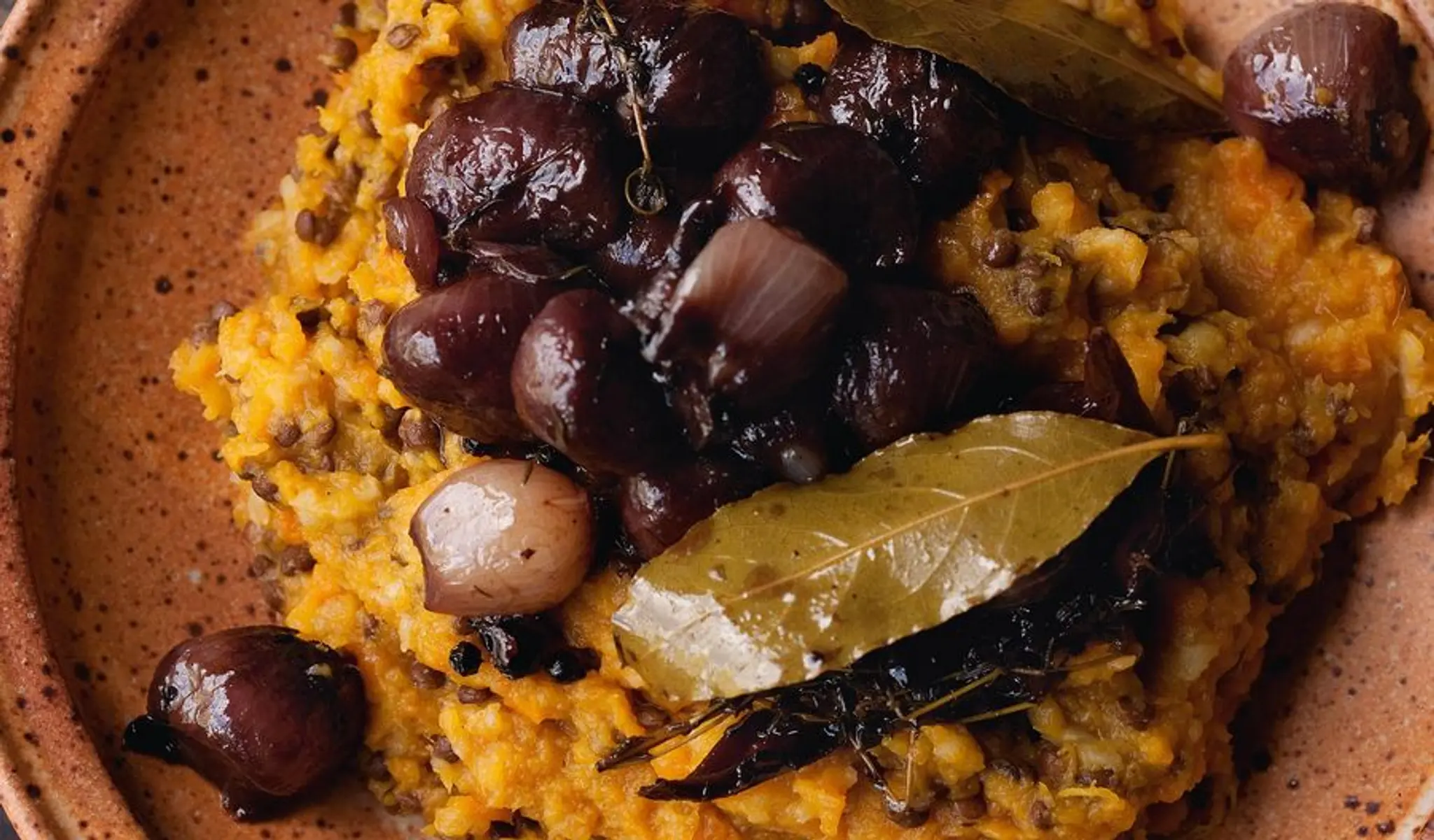 Root Mash with Wine Braised Shallots