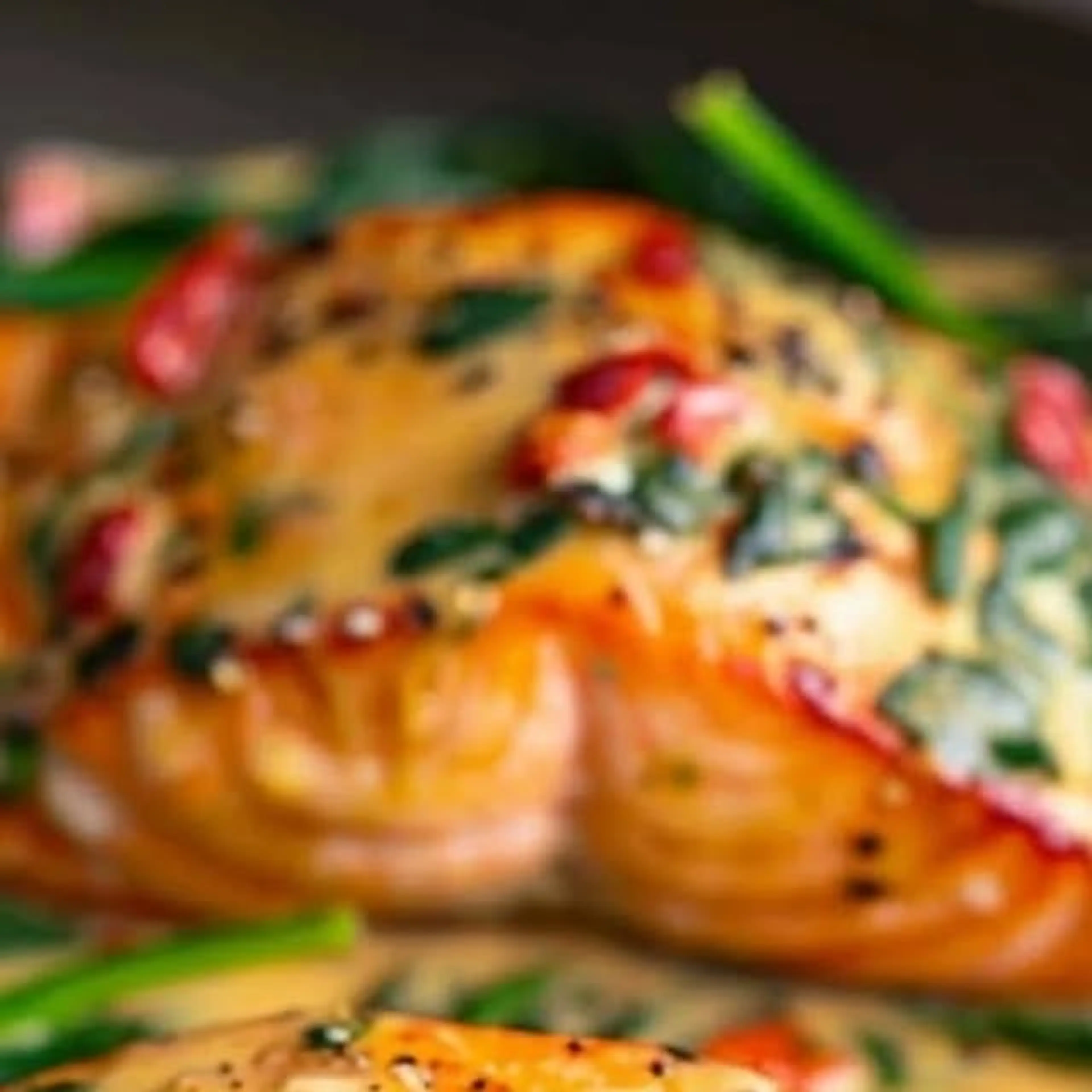 Roasted Salmon with Creamy Spinach & Red Pepper
