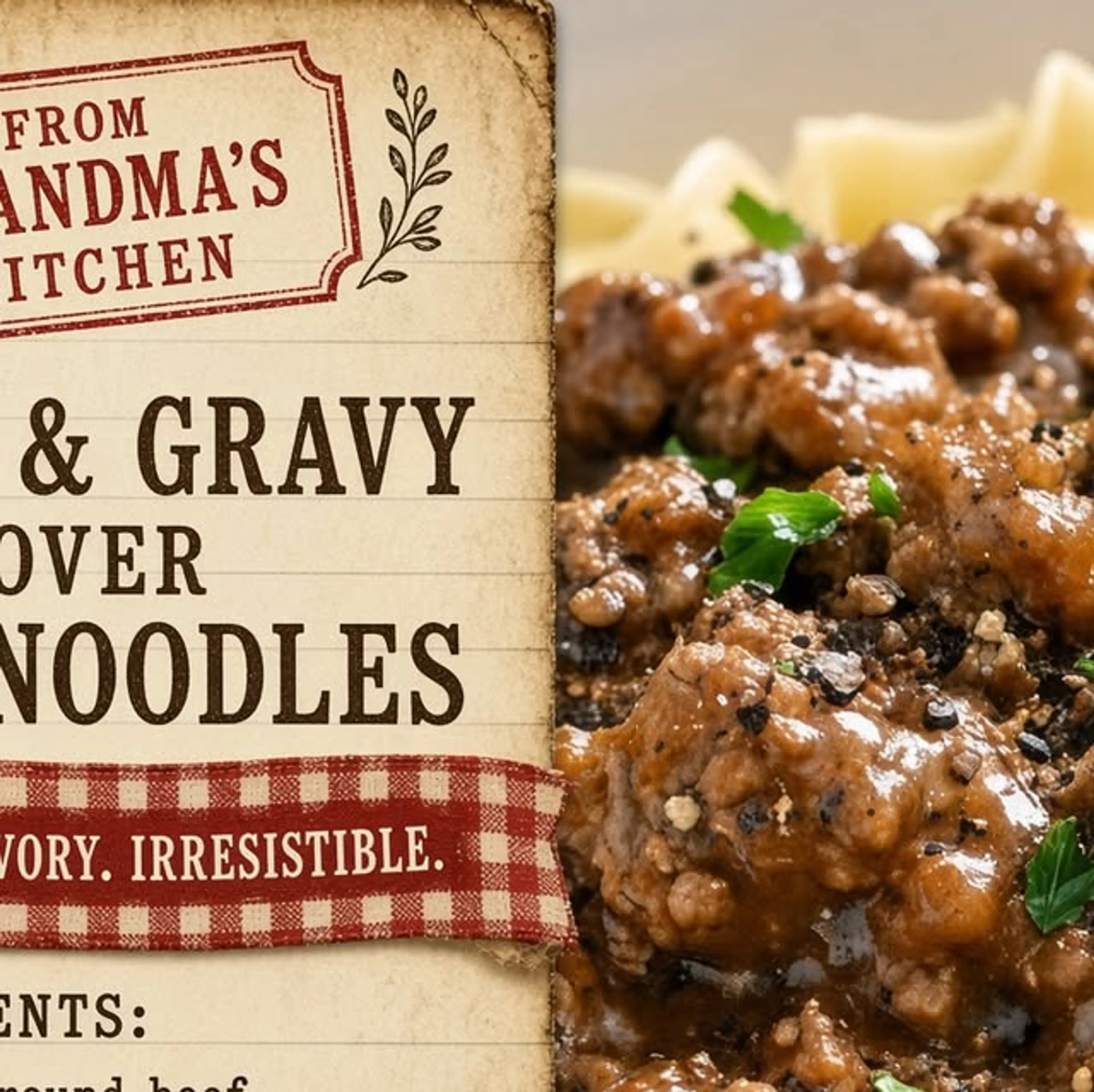 Savory Beef Smothered in Rich Brown Gravy Over Tender Egg No