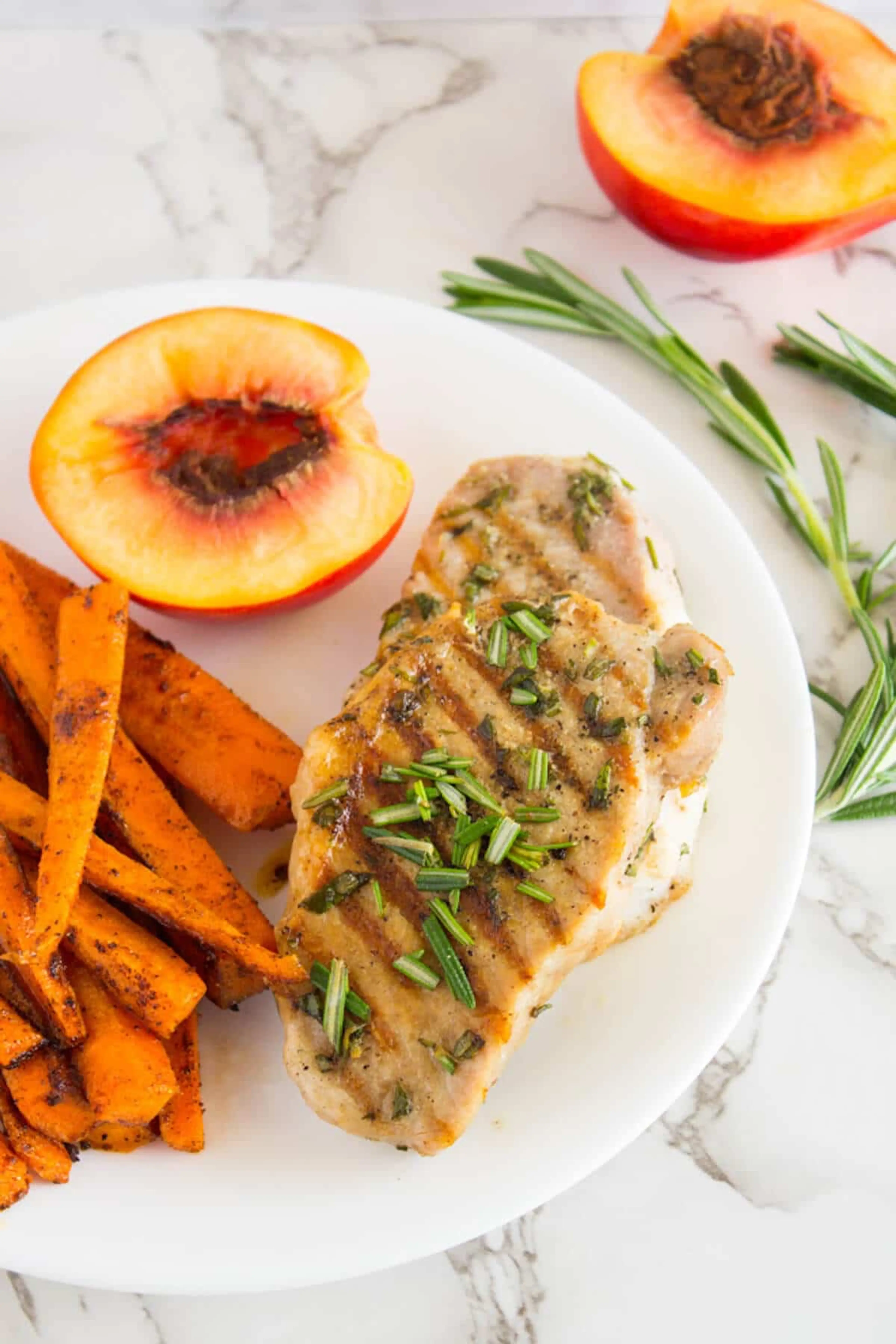 Grilled Rosemary Pork Chops with Grilled Nectarines