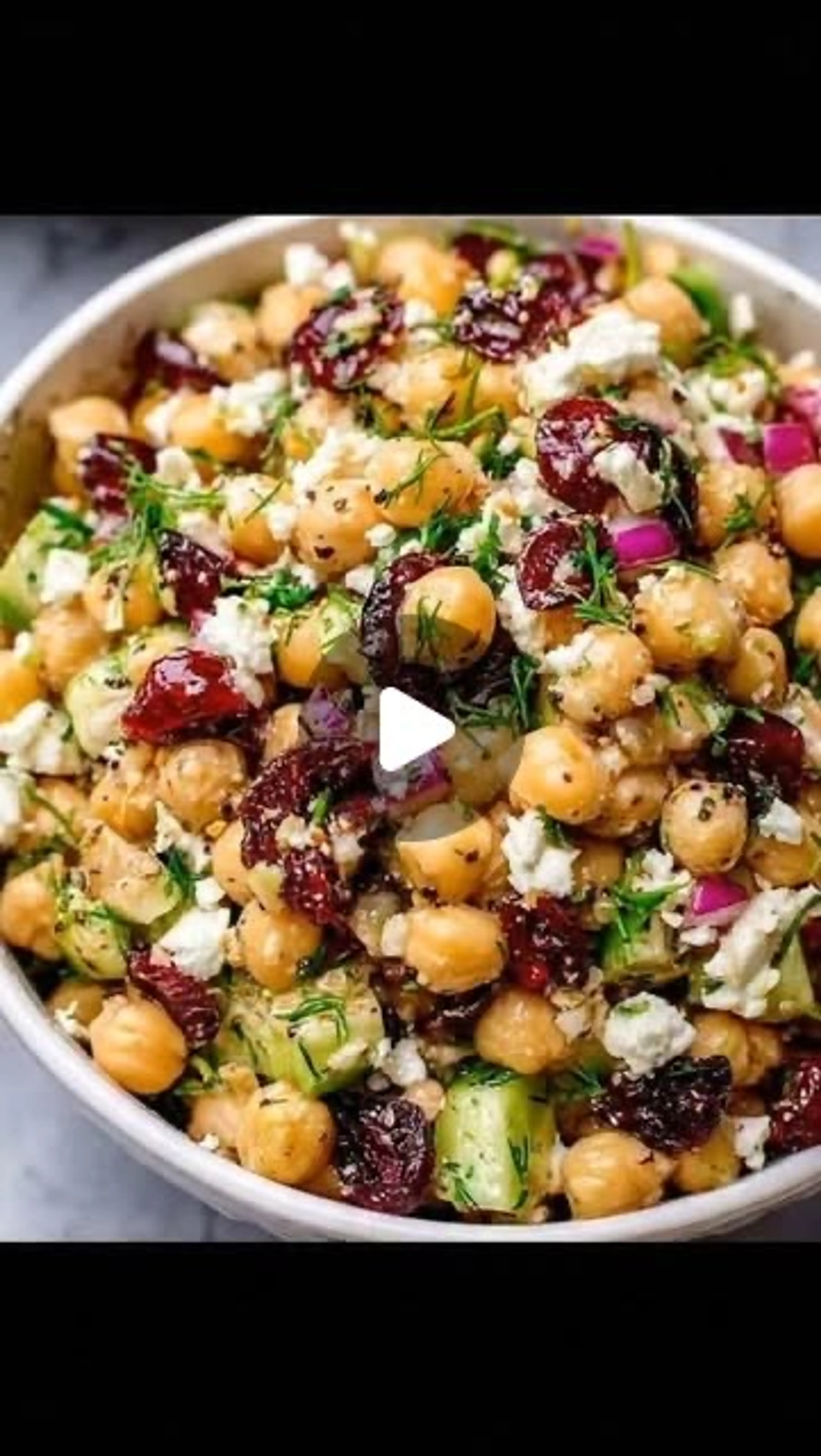 Feta & Cranberry Chickpea Salad with Lemon Vinaigrette