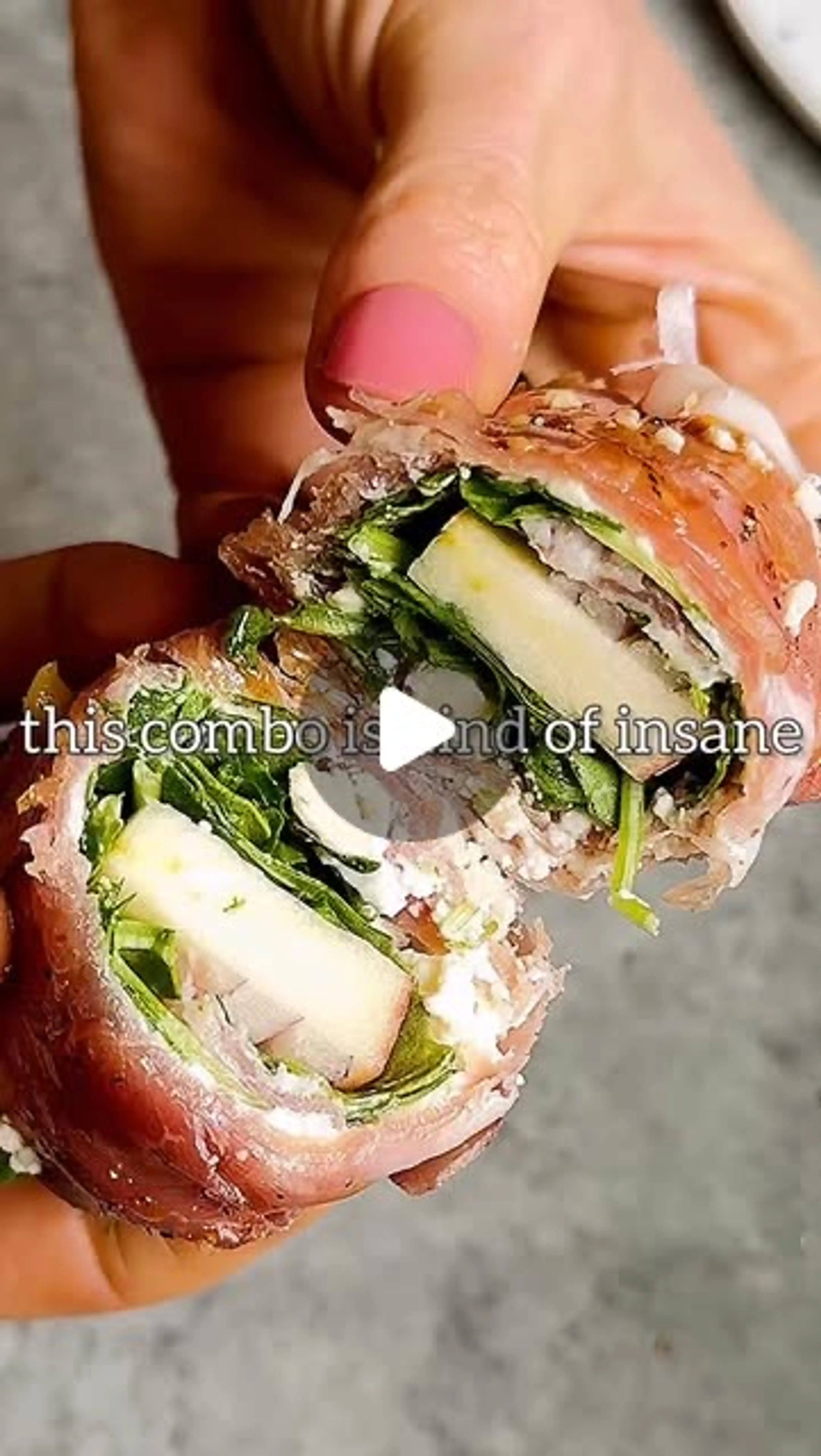 Prosciutto, Apple & Blue Cheese “sushi”!