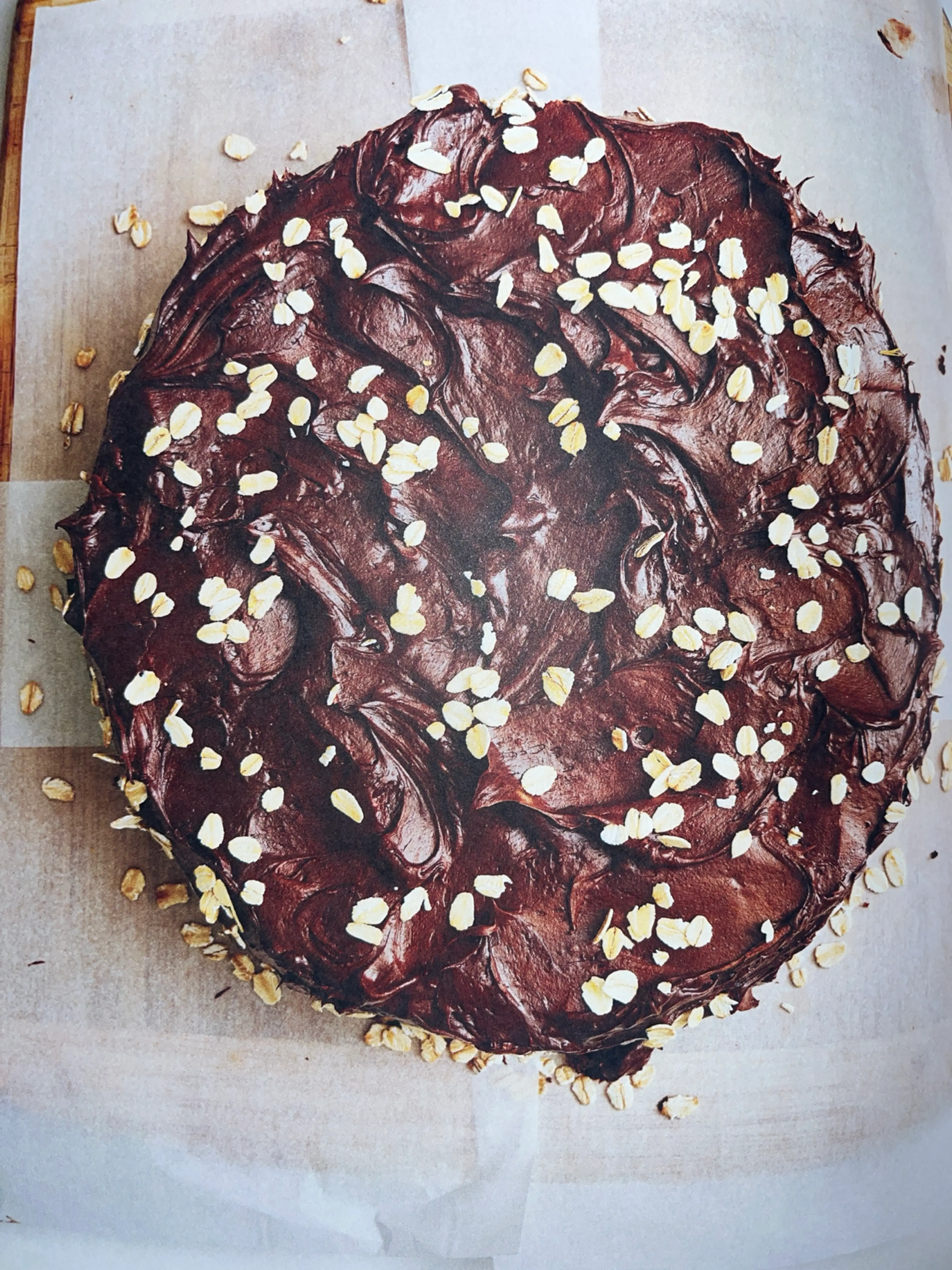 Super Fudgy Chocolate Oat Layer Cake with Chocolate Oat Milk