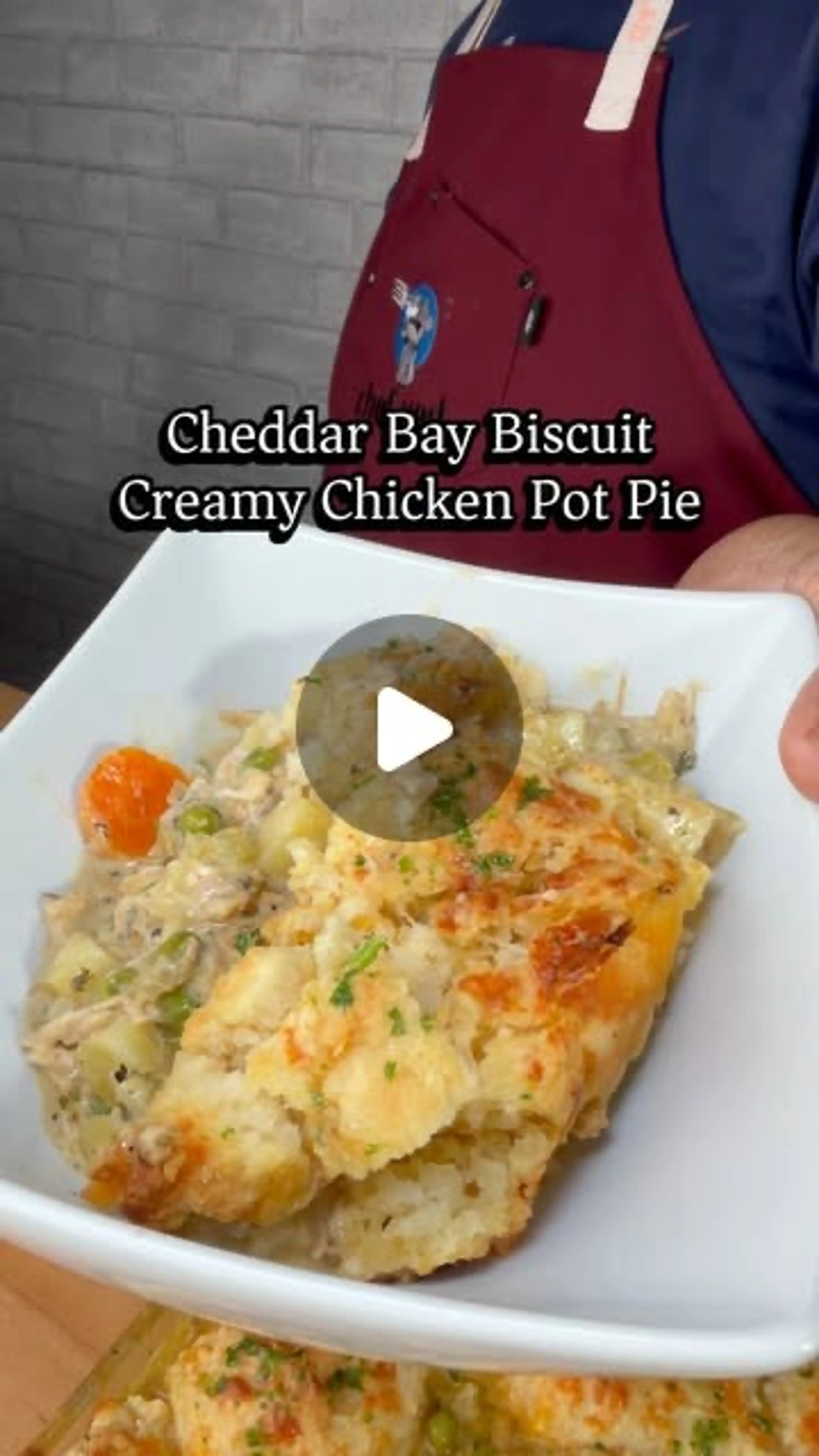 Cheddar Bay Biscuit Creamy Chicken Pot Pie on Deck for Dinne