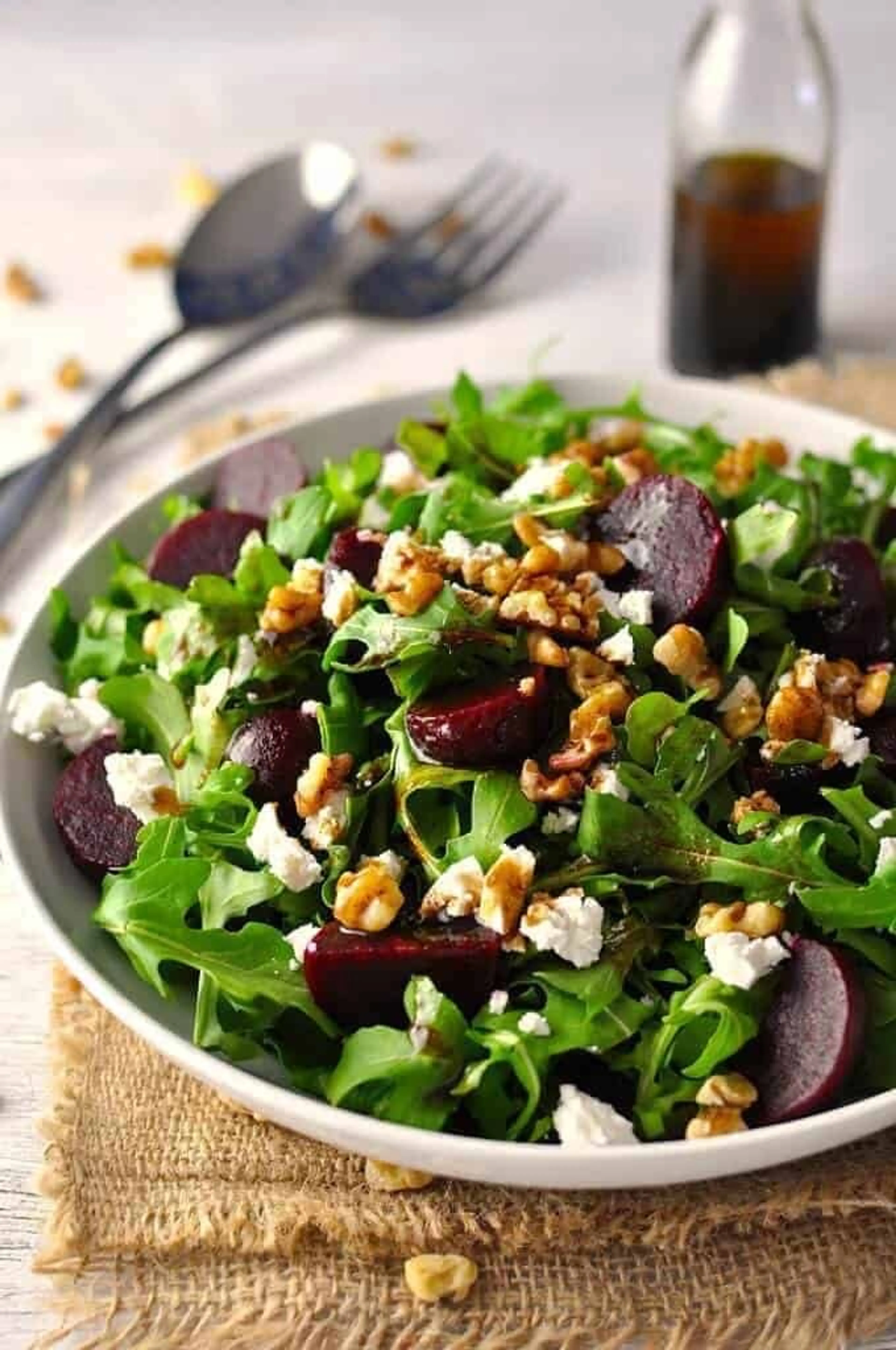 Throw Together Salad #1: Rocket (Arugula), Beetroot, Walnuts