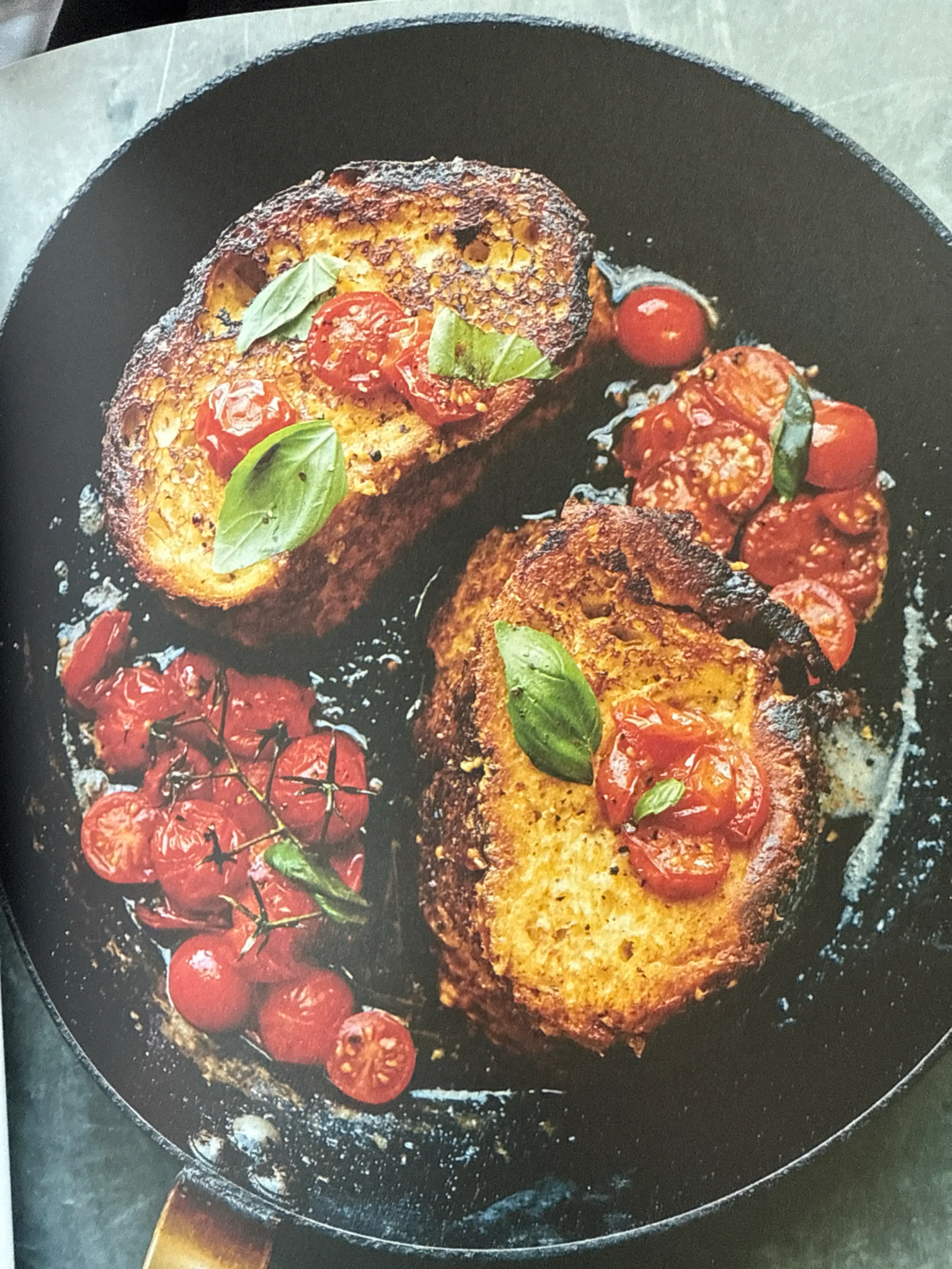 Savory French Toast with Cherry Tomatoes and Basil