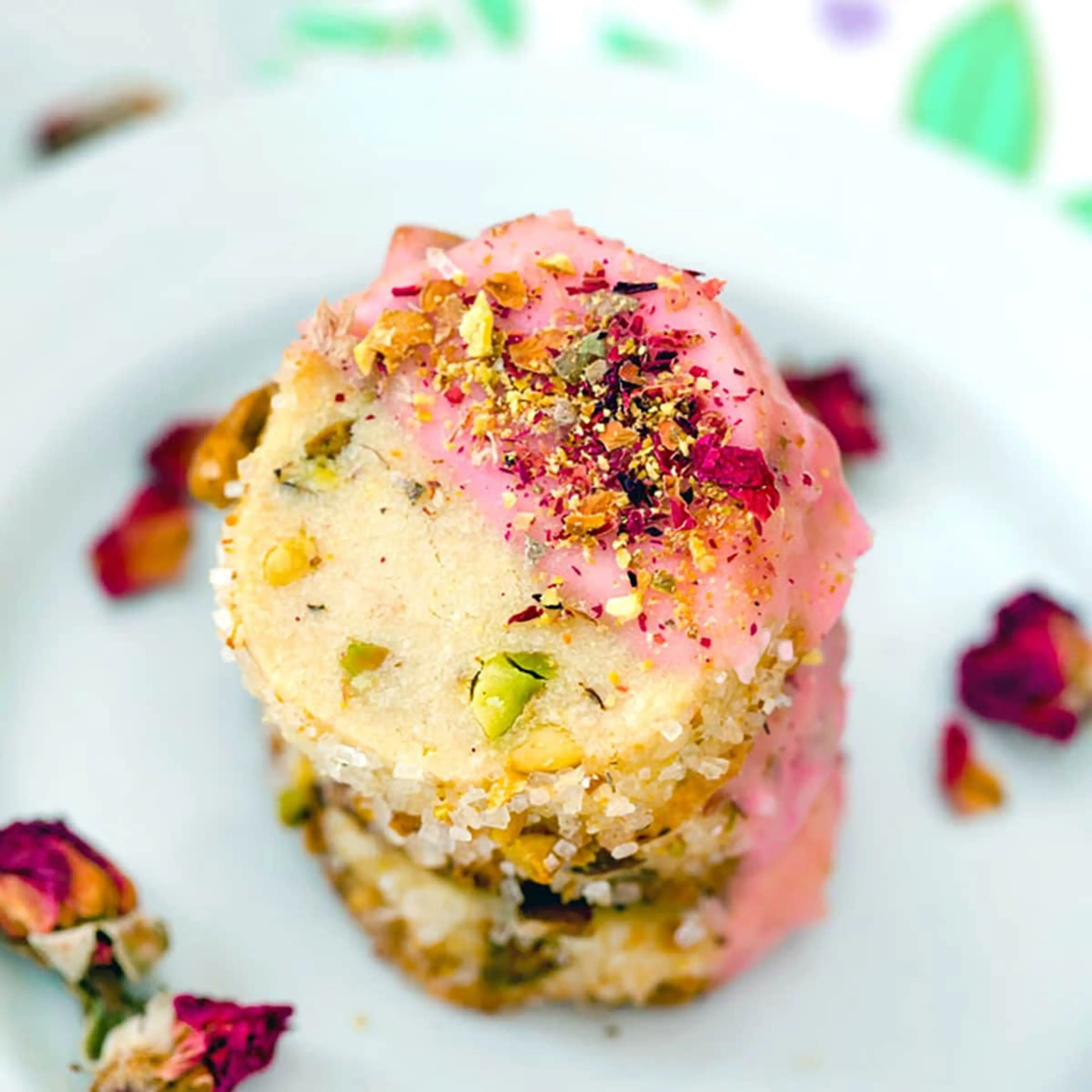 Rose Pistachio Shortbread Cookies