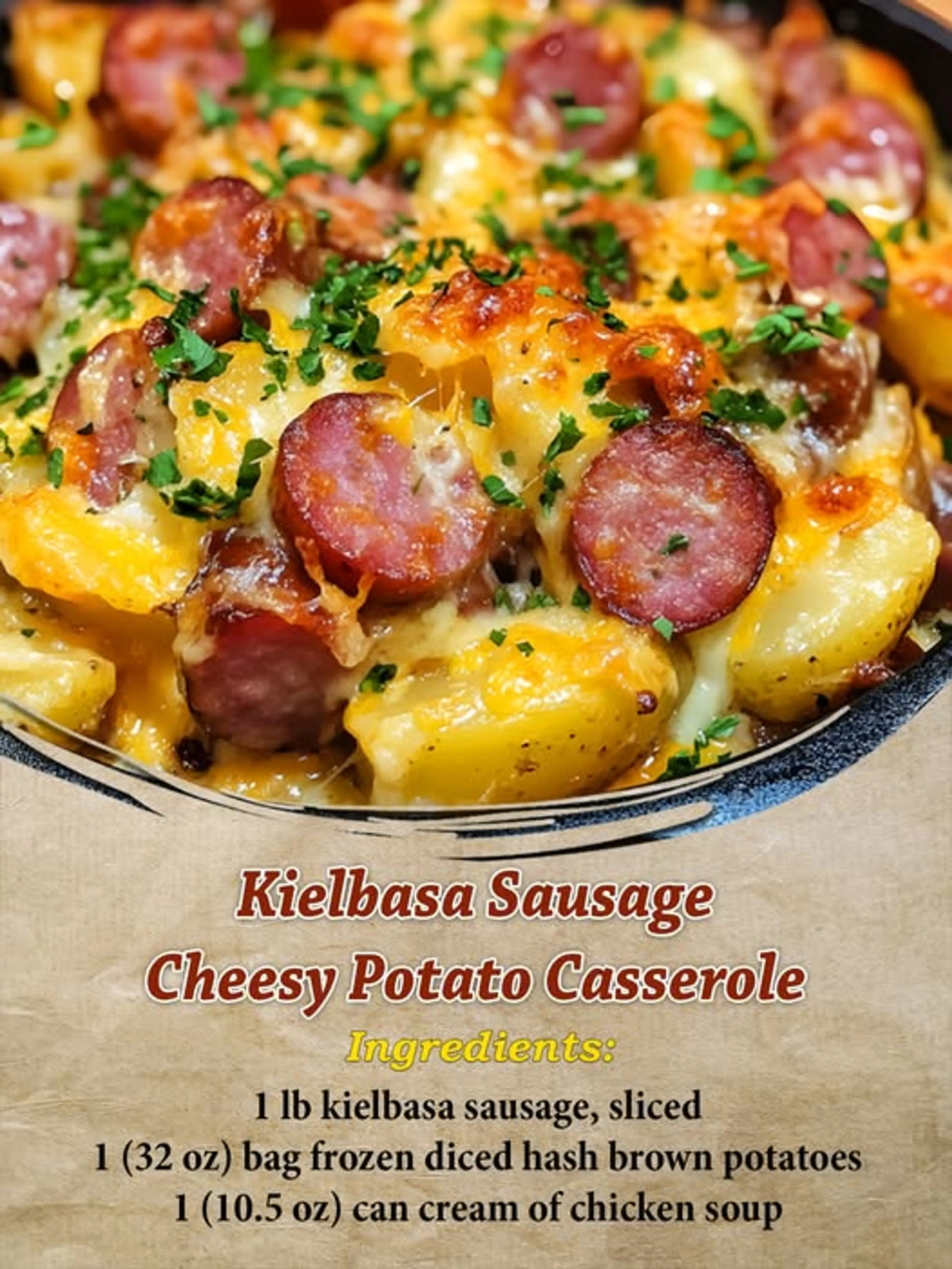 Kielbasa Sausage Cheesy Potato Casserole