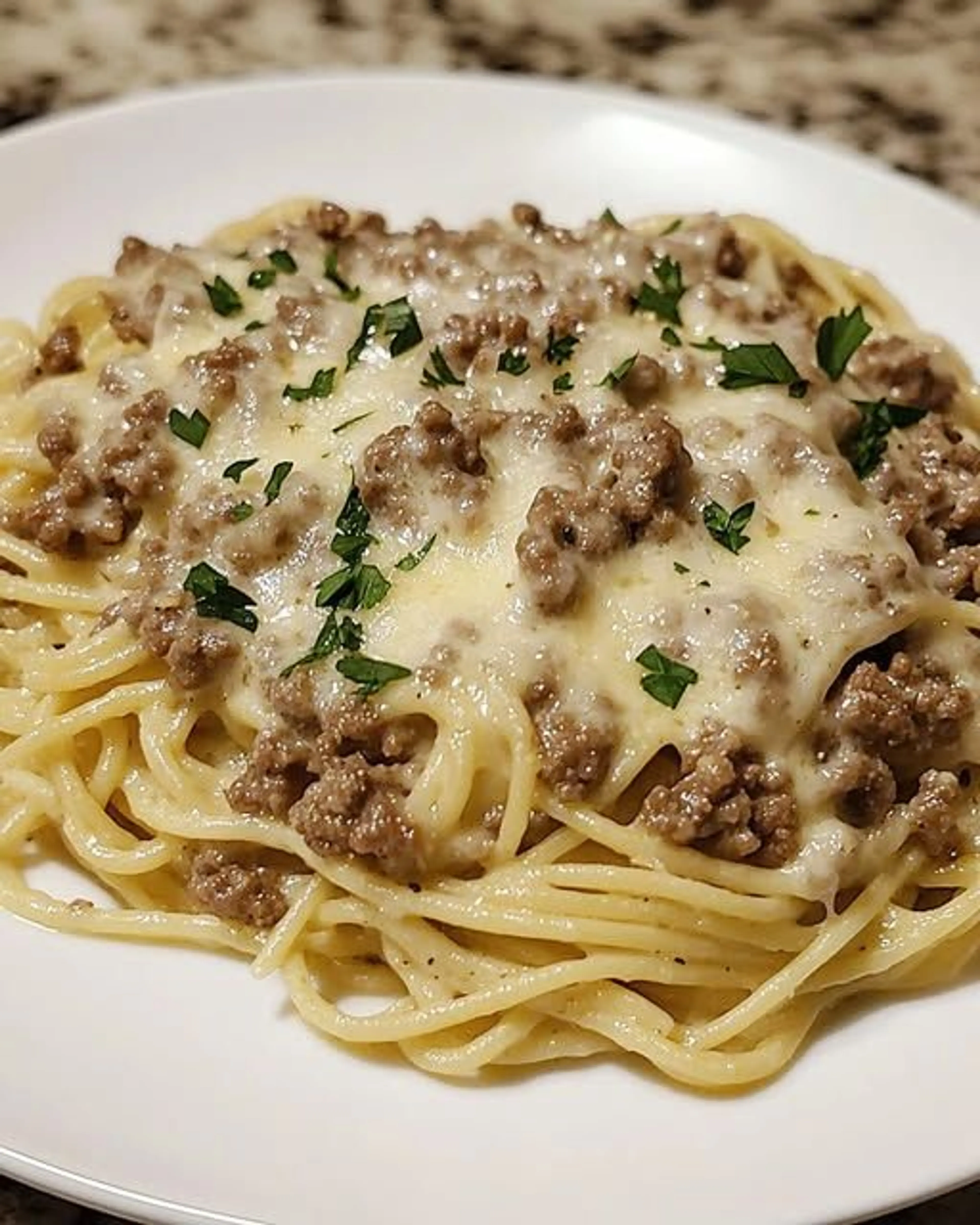 Garlic Parmesan Beef & Spaghetti Pasta