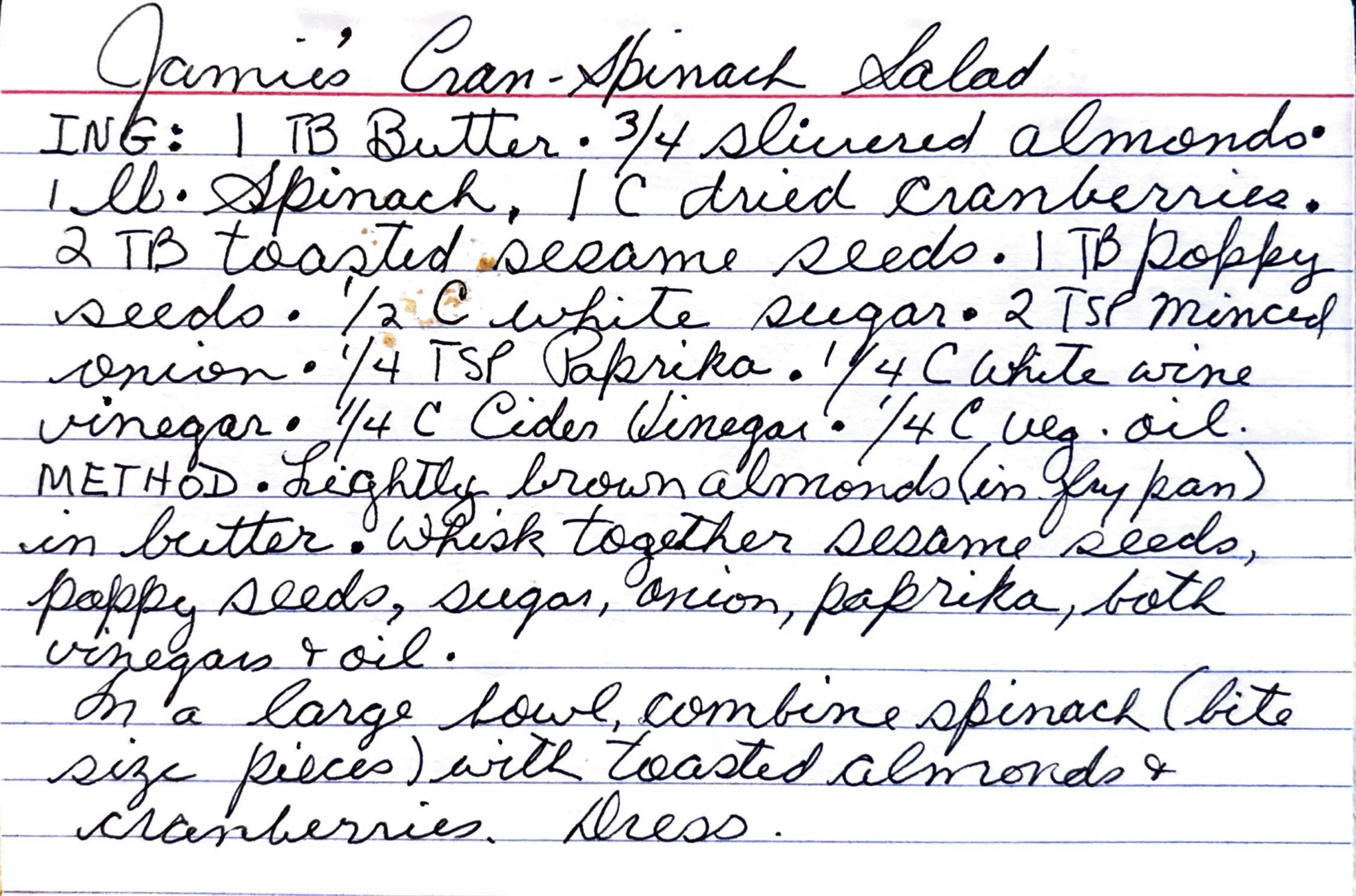 Jamie's Cran-Spinach Salad