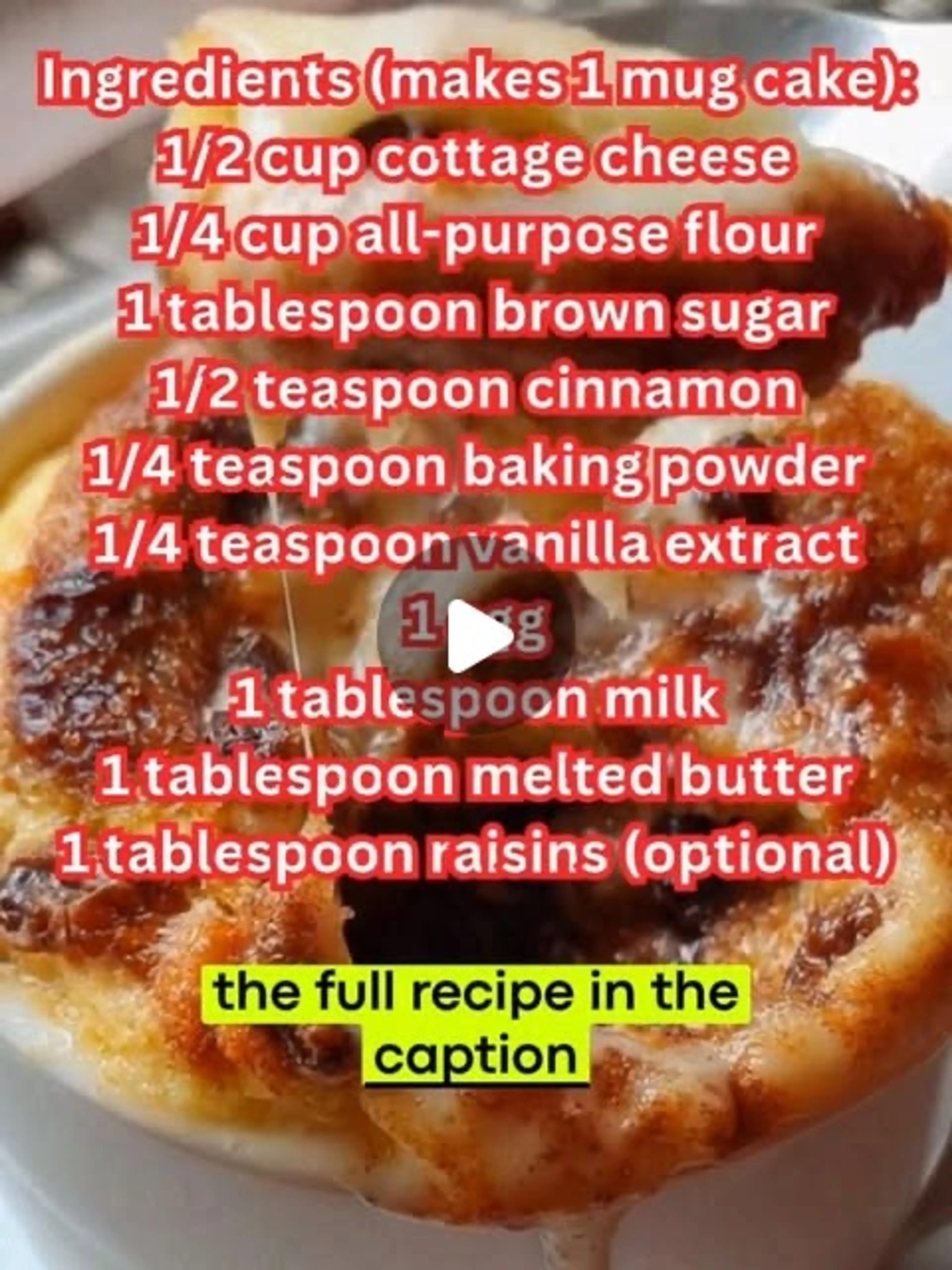 Cottage Cheese Cinnamon Roll Mug Cake