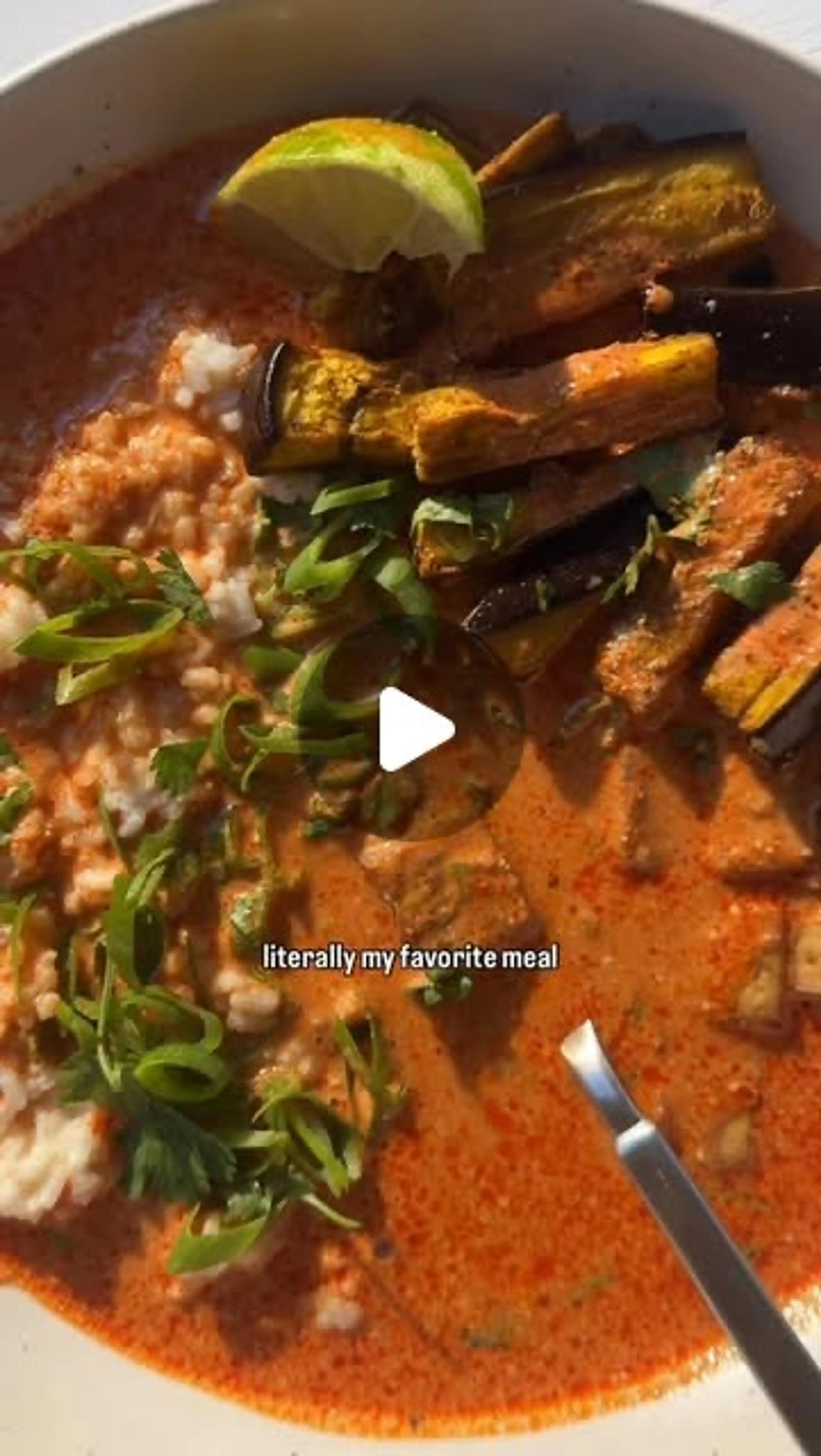 Thai Red Curry Broth Over Miso Butter Rice