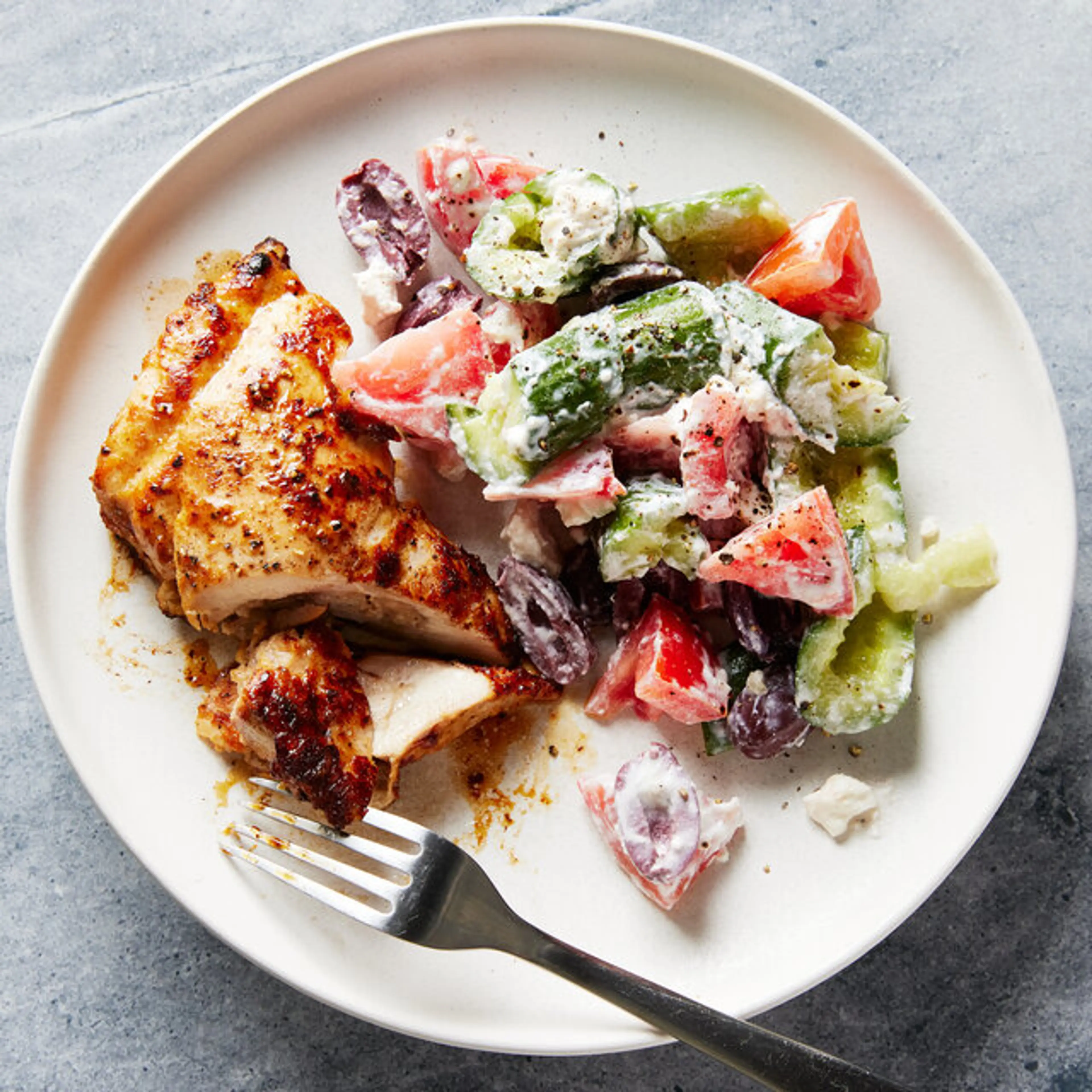 Greek Chicken With Cucumber-Feta Salad