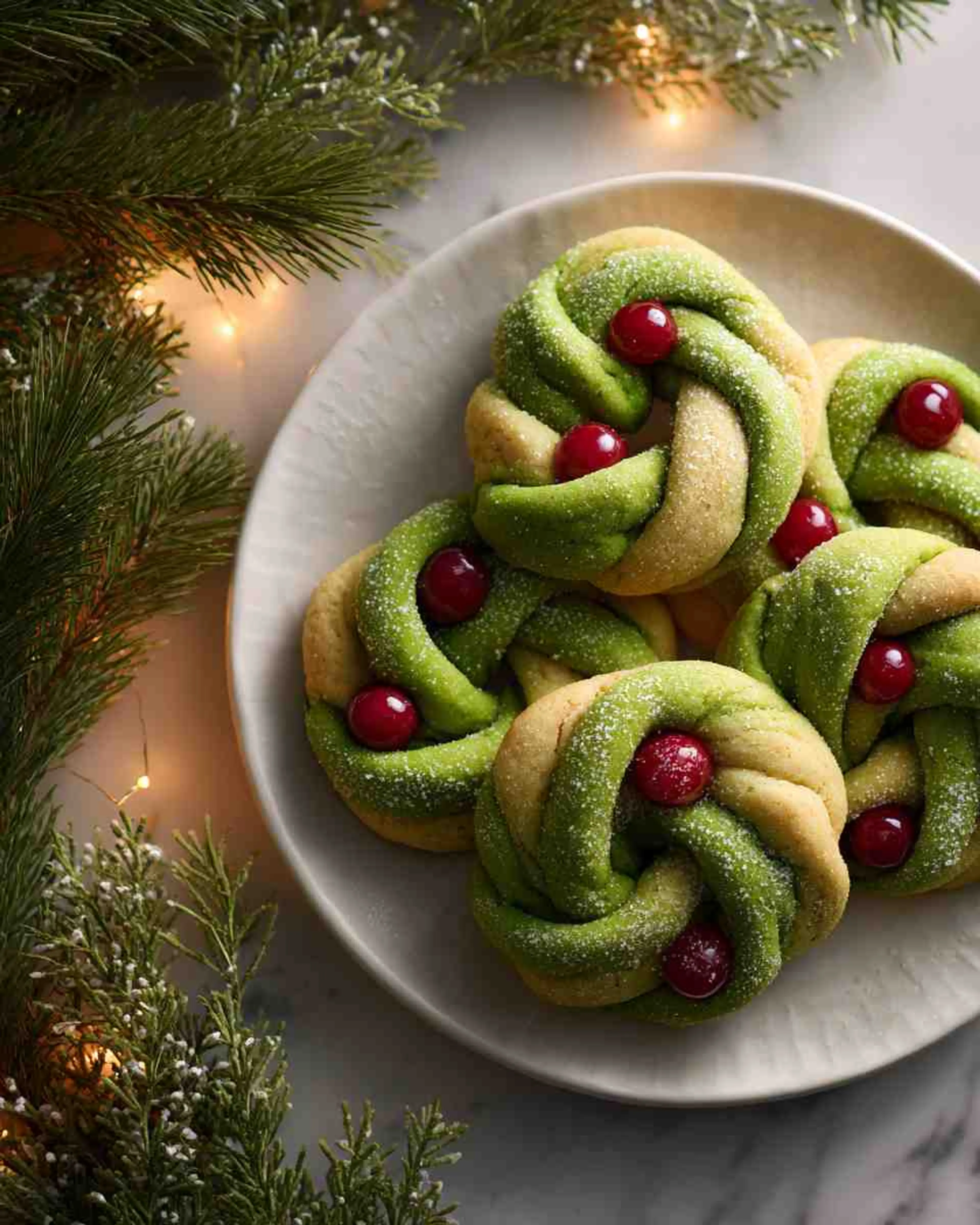 Festive Twisted Wreath Cookies