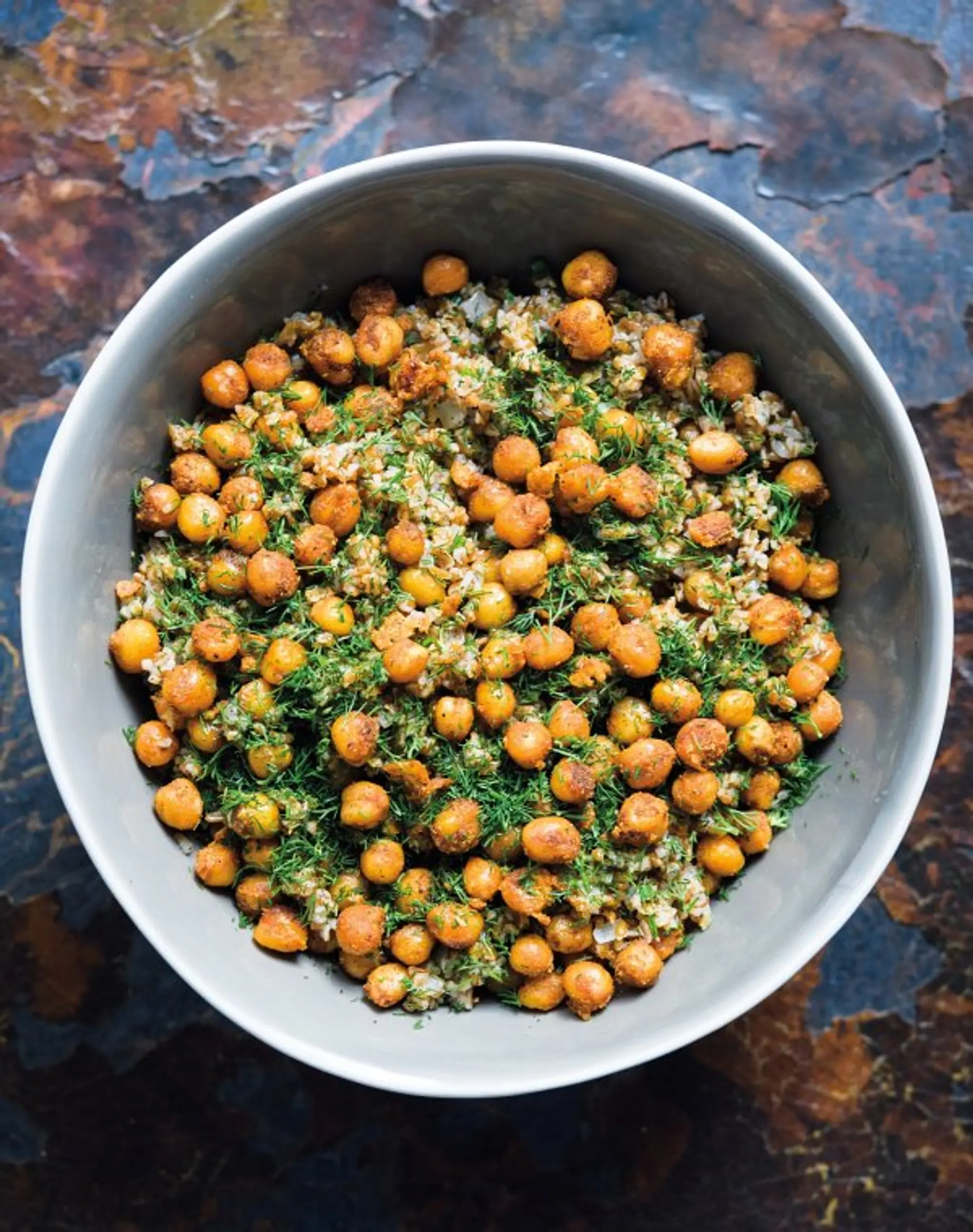 Herbed Bulgur Pilaf with Fried Chickpeas