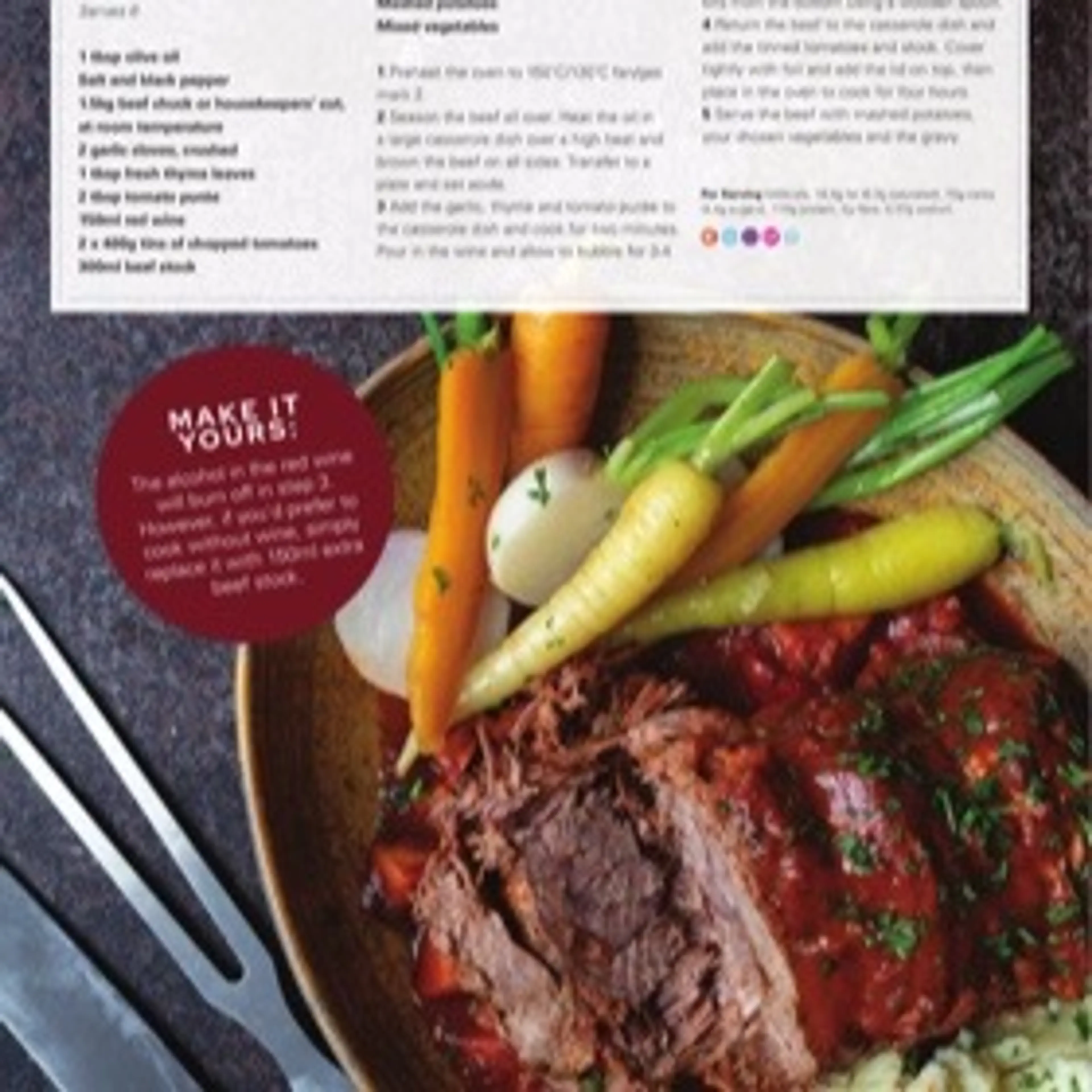 SLOW-BRAISED BEEF IN RED WINE GRAVY