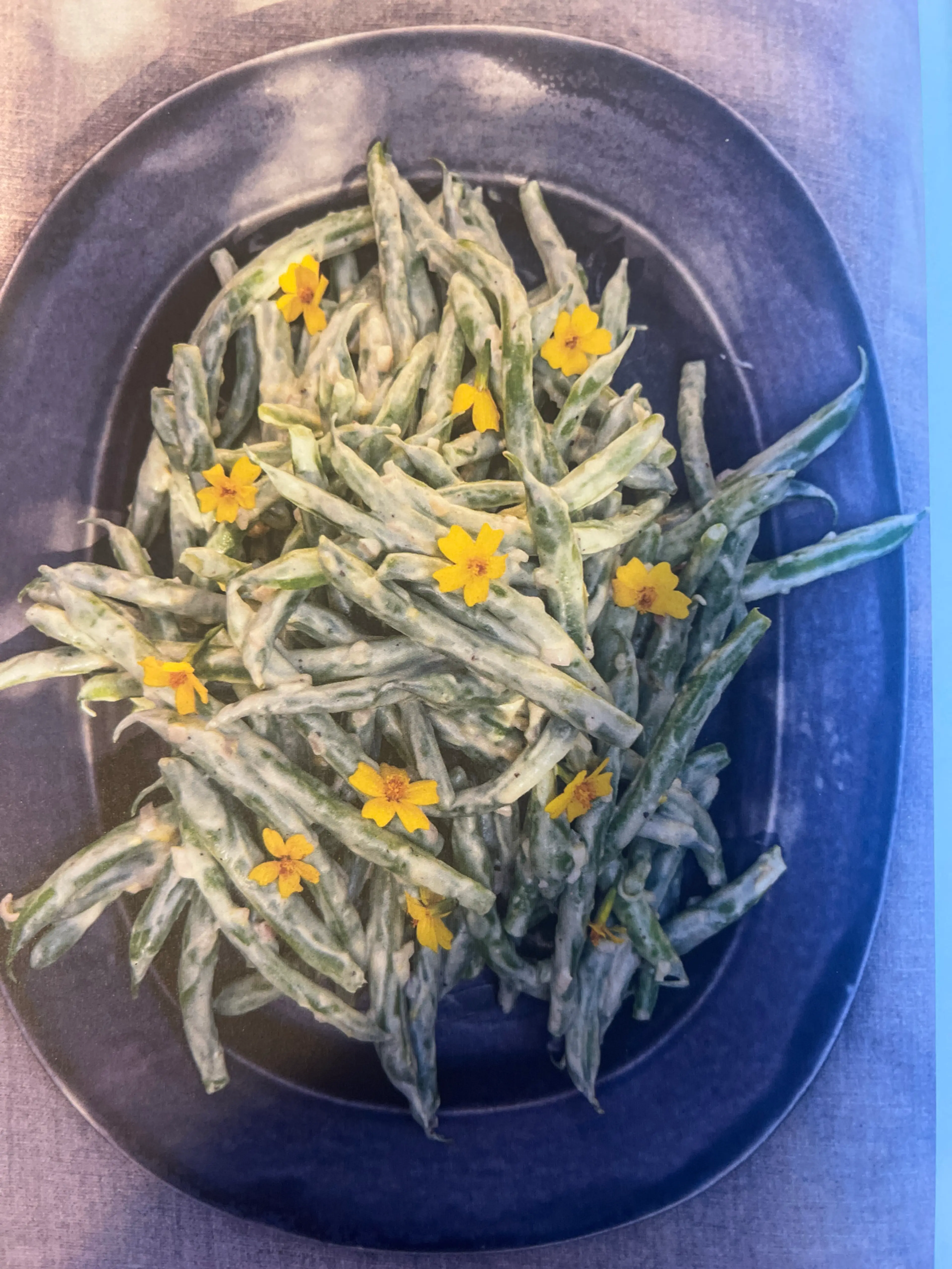 Green Beans with Crème Fraîche, Shallot, and Dijon Vinaigret