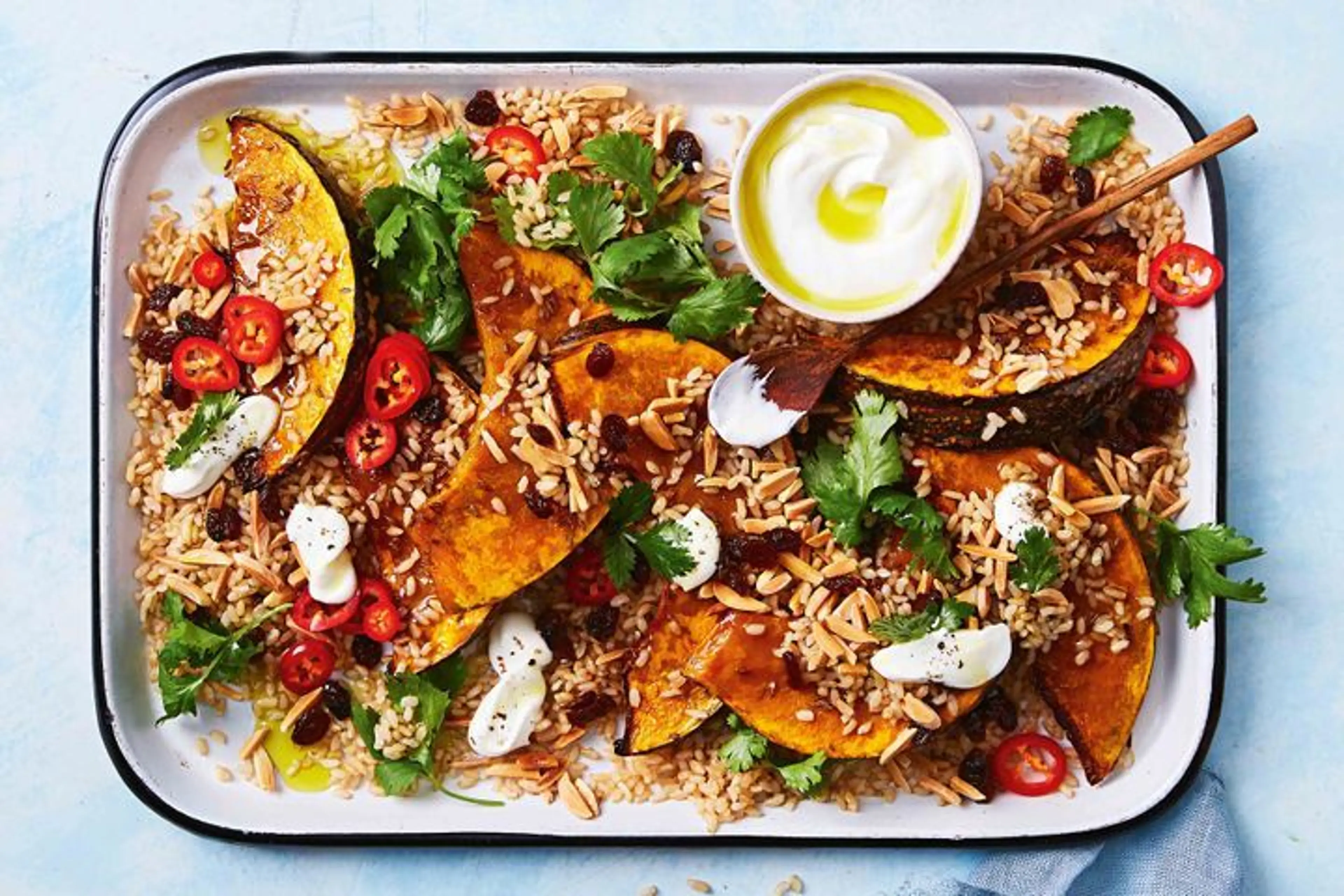 Sweet spiced roast pumpkin and brown rice salad