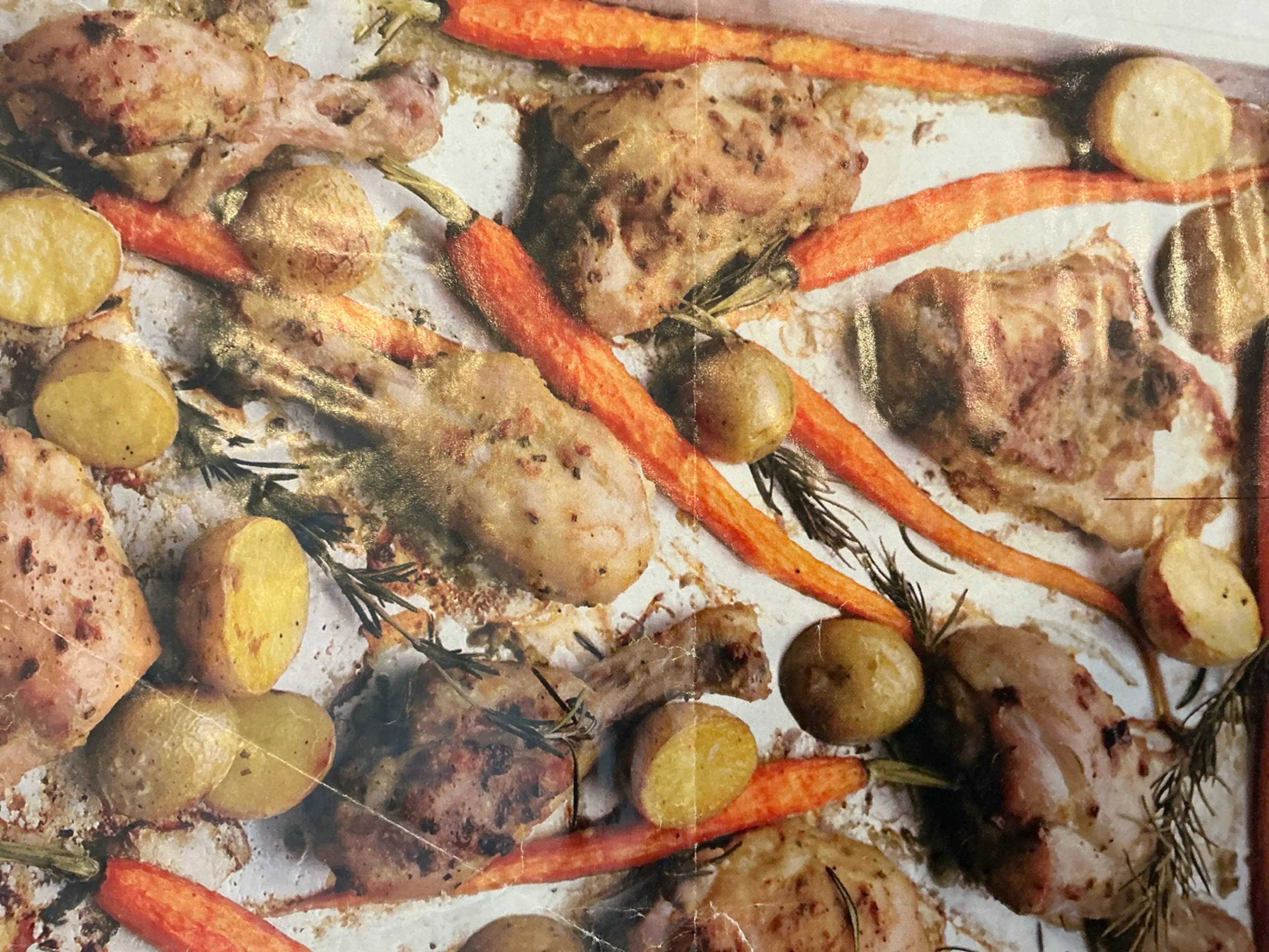 MUSTARD-ROSEMARY CHICKEN WITH CARROTS AND POTATOES