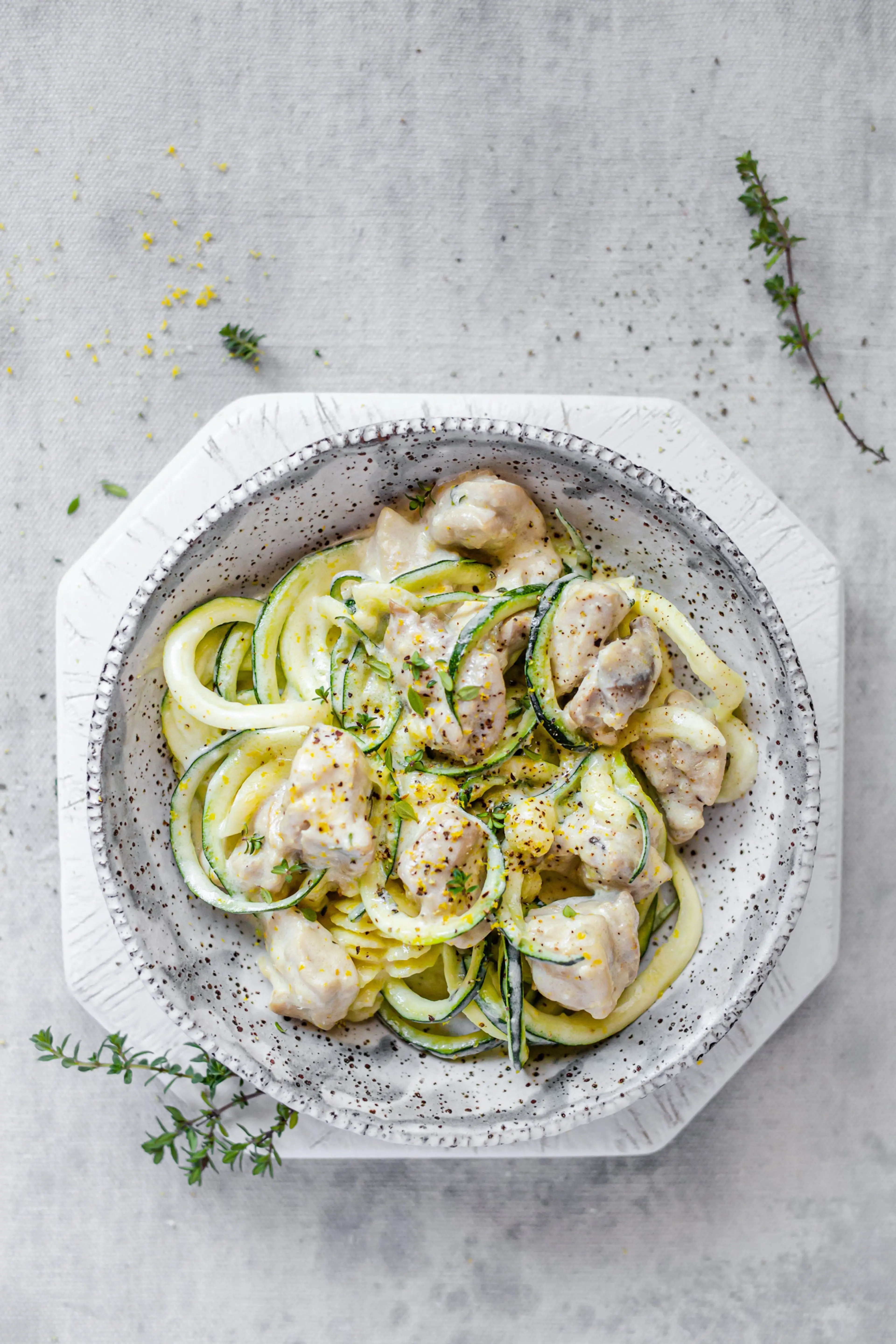 Chicken Piccata Over Zoodles