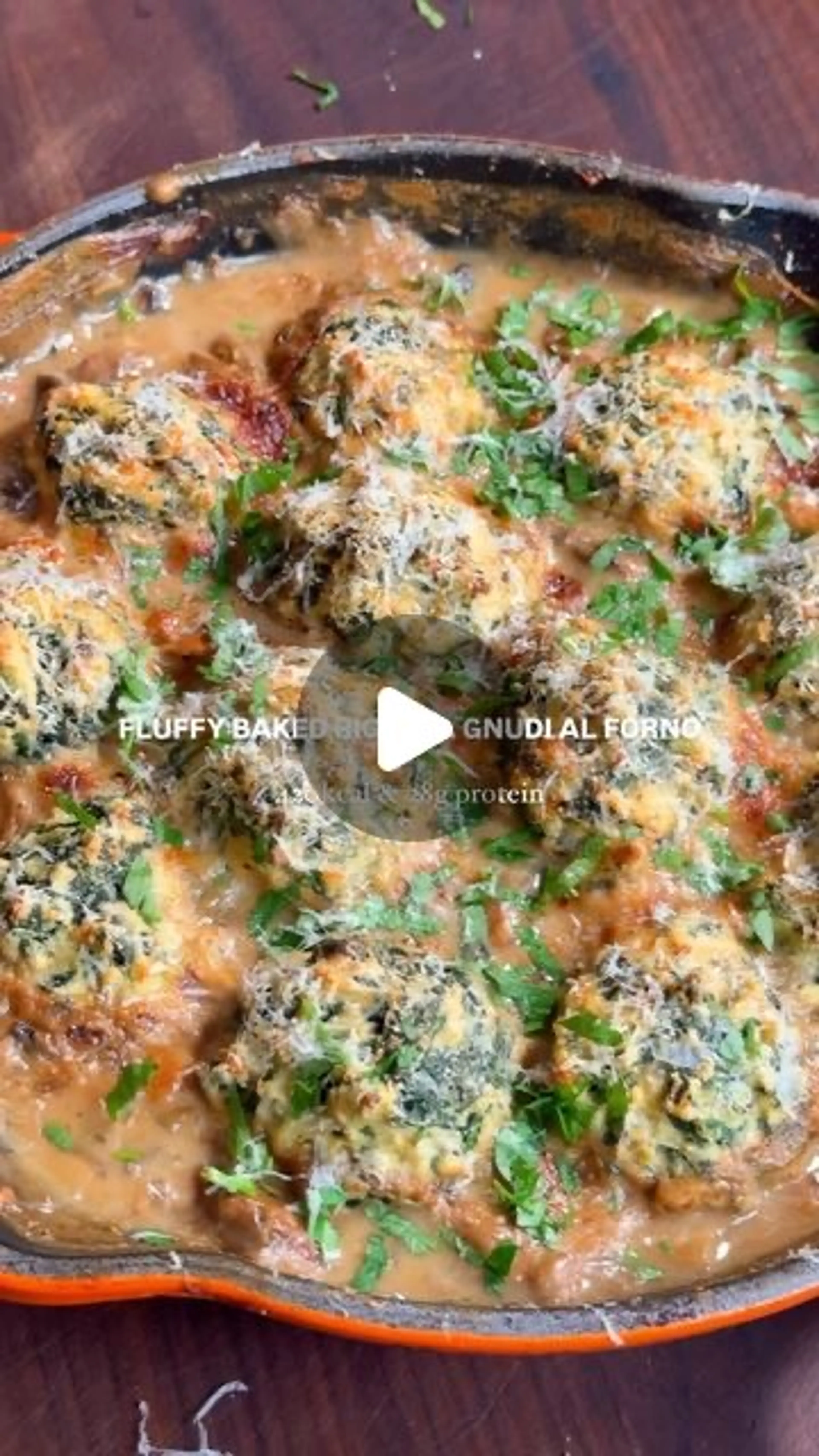 Fluffy Baked Spinach & Ricotta Gnudi Al Forno