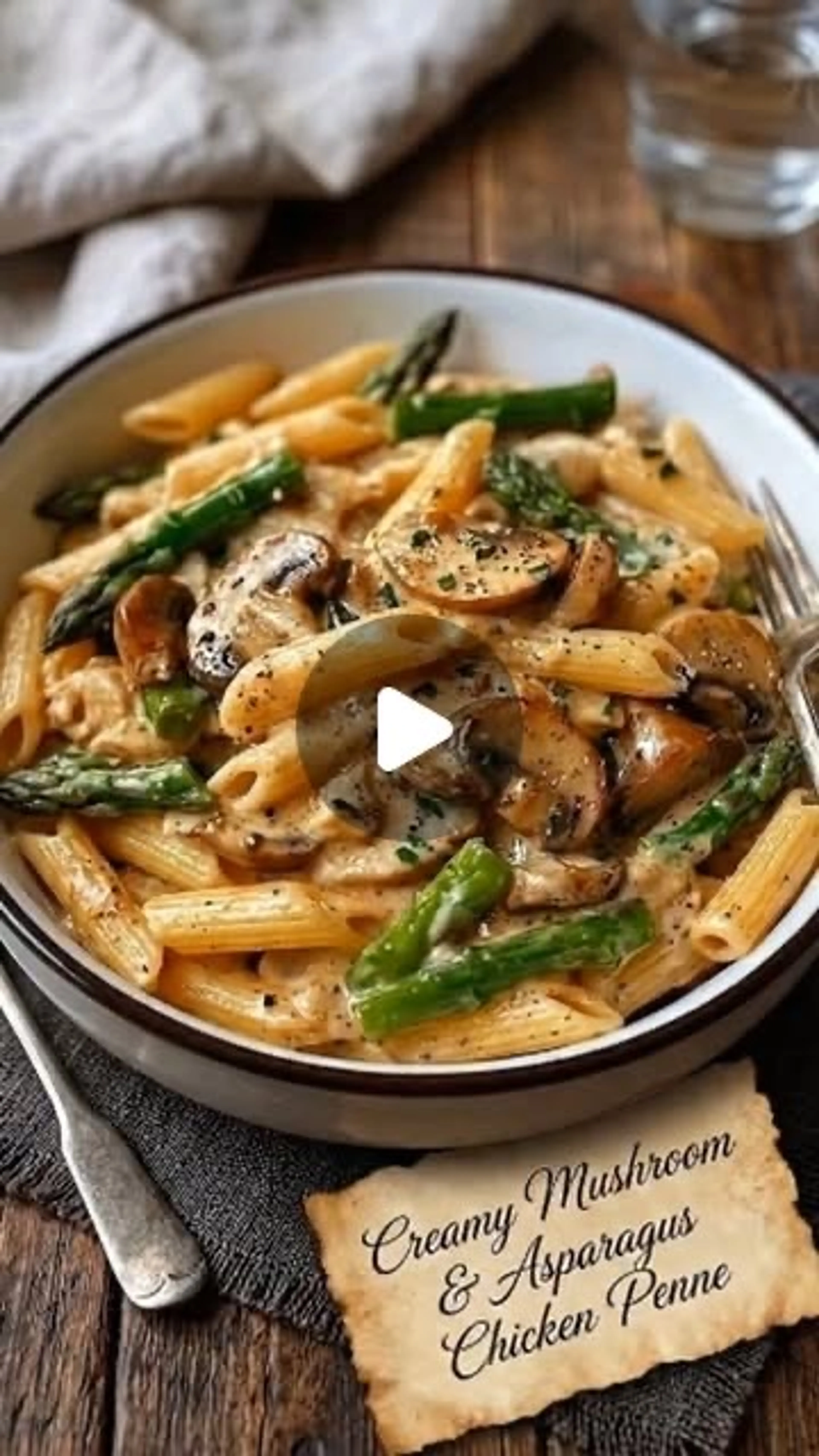 Million Dollar Creamy Mushroom & Asparagus Chicken Penne