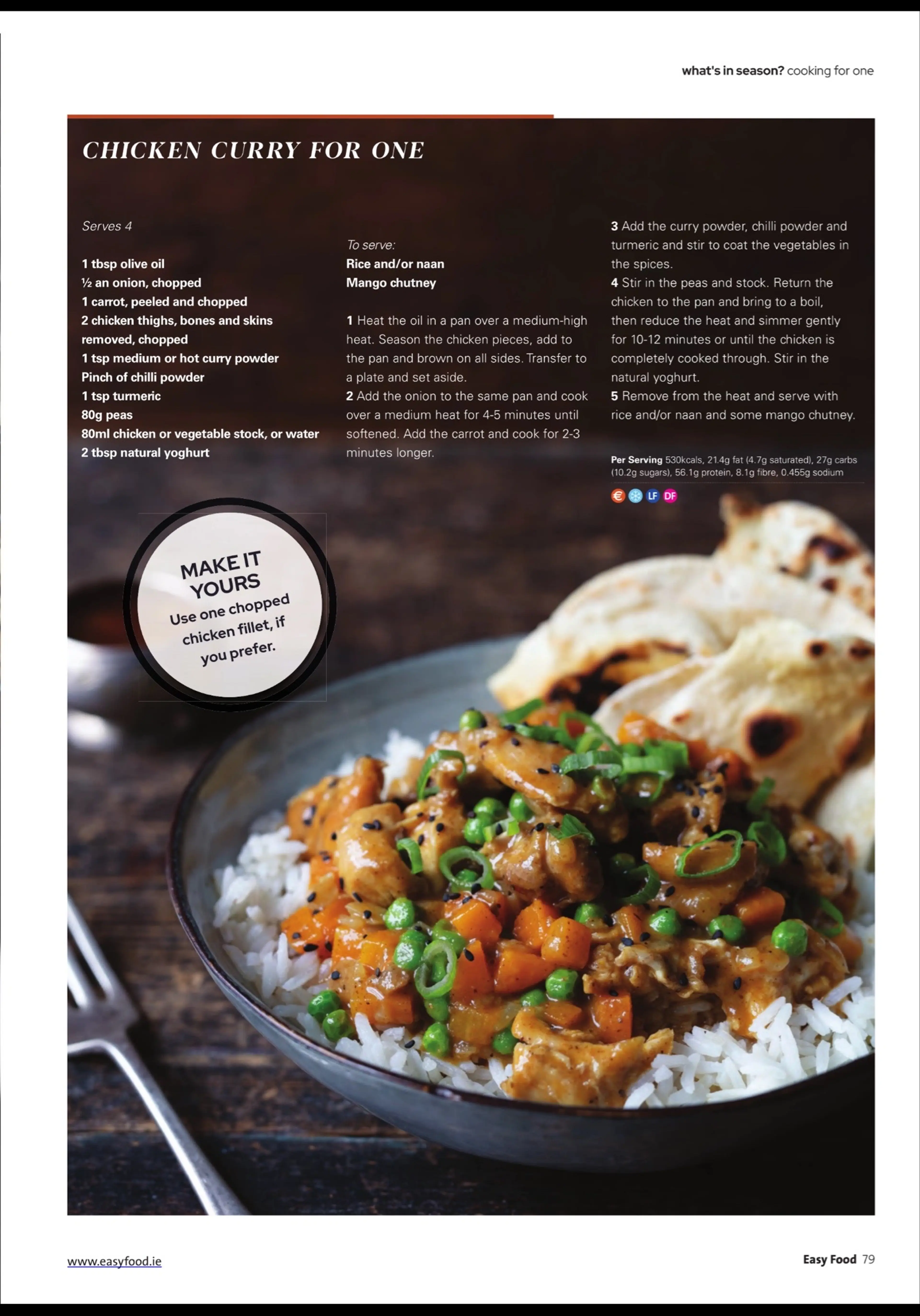 CHICKEN CURRY FOR ONE