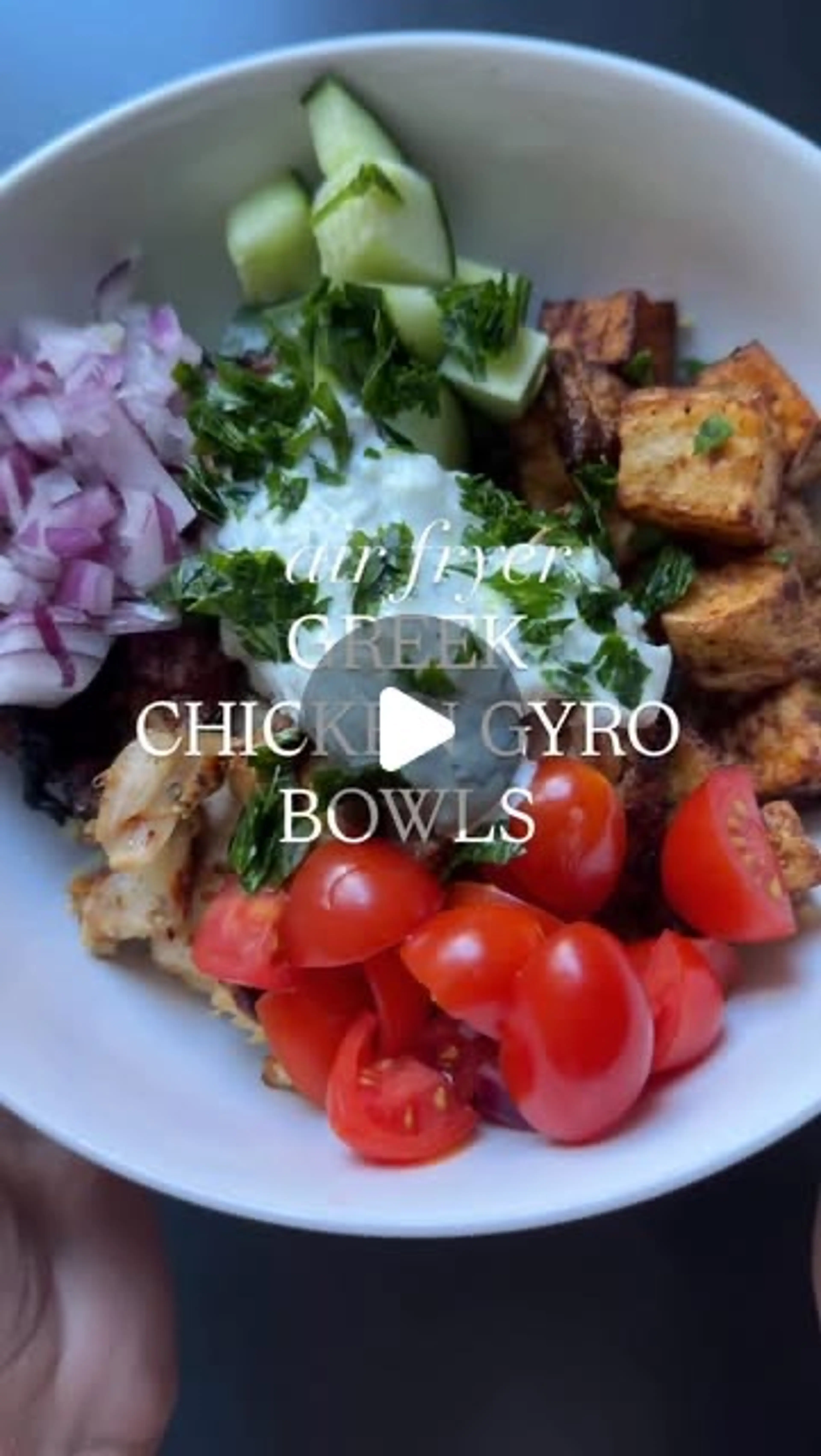 Greek Chicken Gyro Bowls // Let the Airfryer Do the Work for