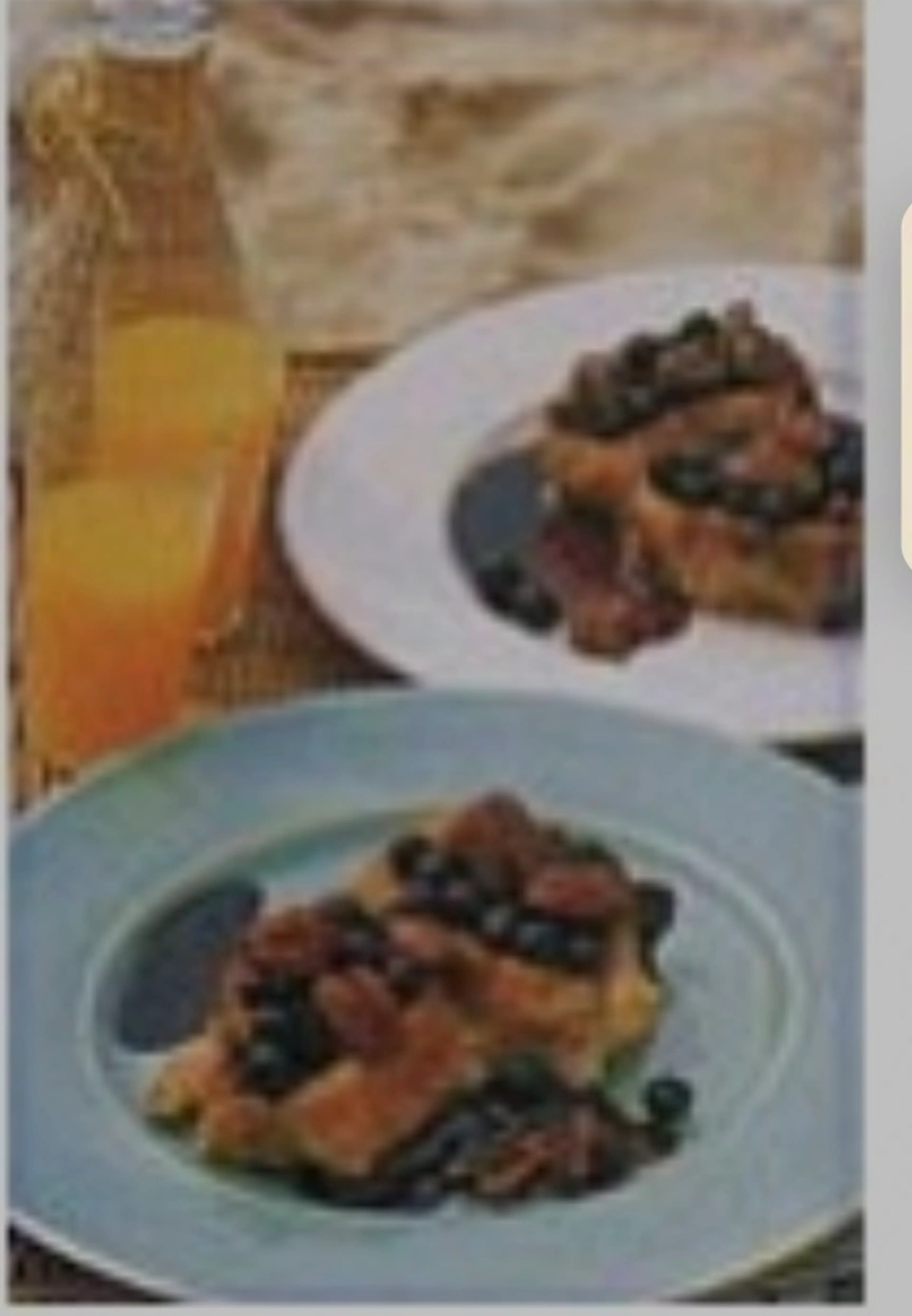 BAKED BLUEBERRY-PECAN FRENCH TOAST WITH BLUEBERRY SYRUP