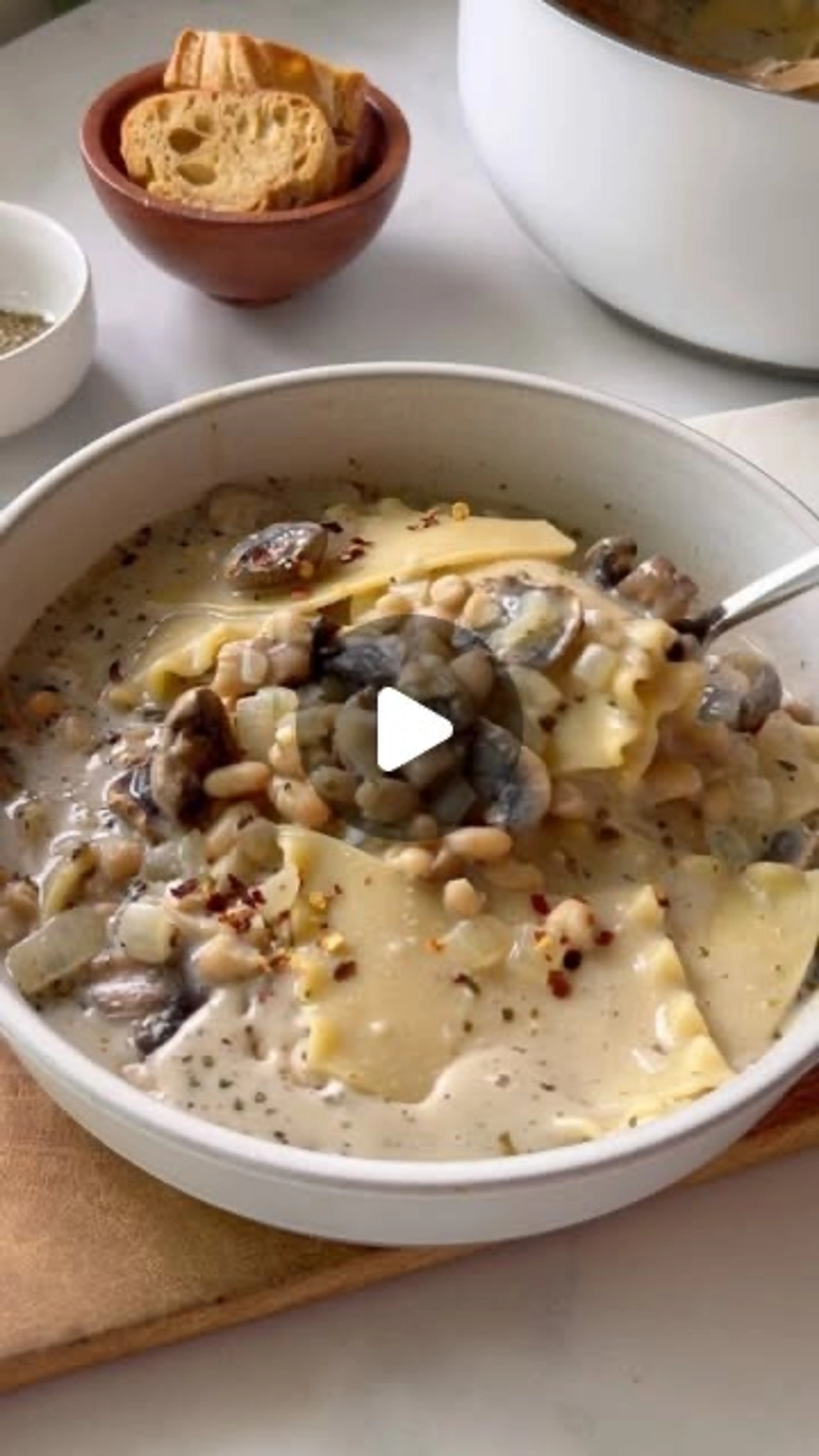 White Bean & Mushroom Lasagna Soup
