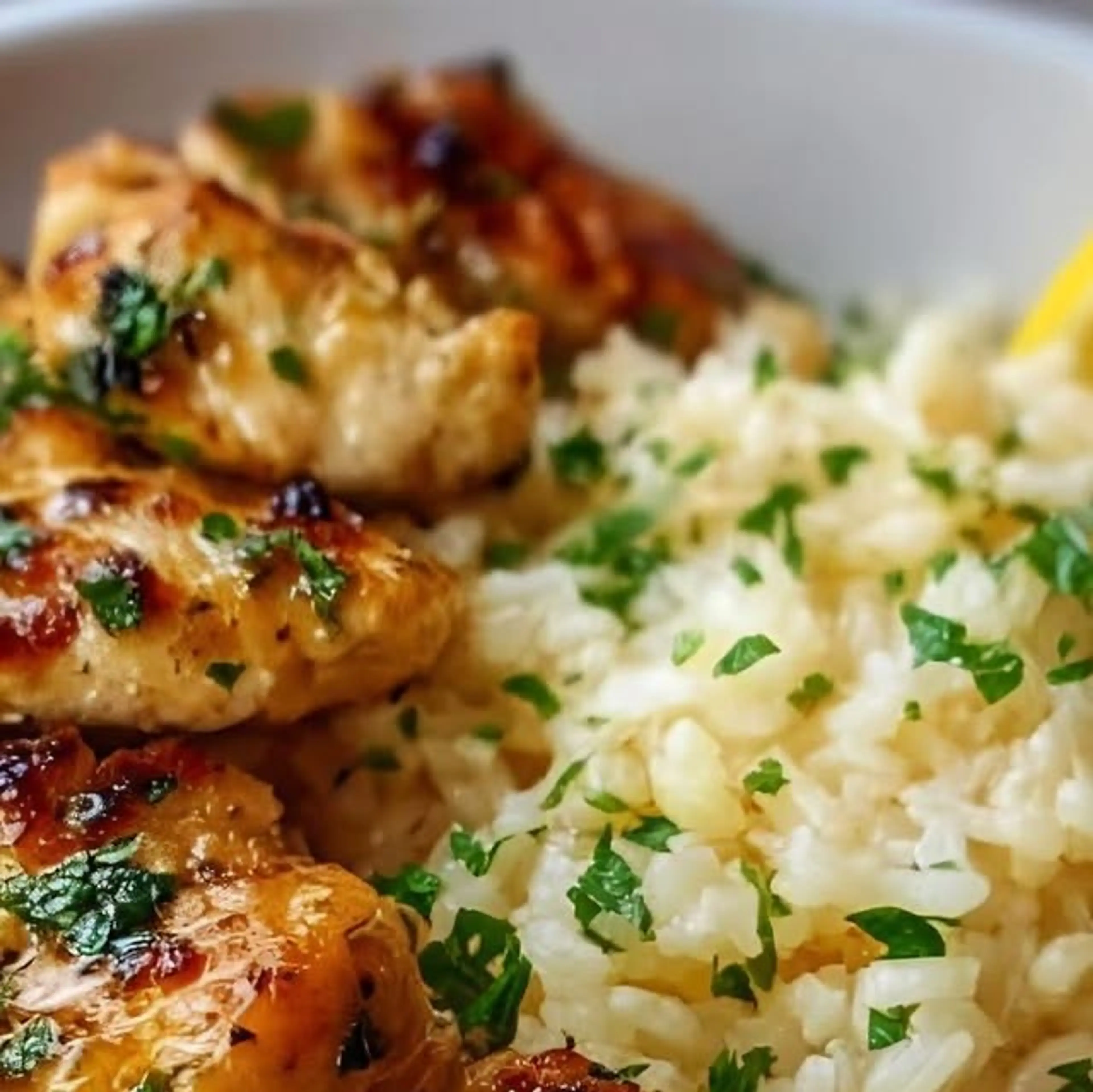 Chicken Scampi with Garlic Parmesan Rice
