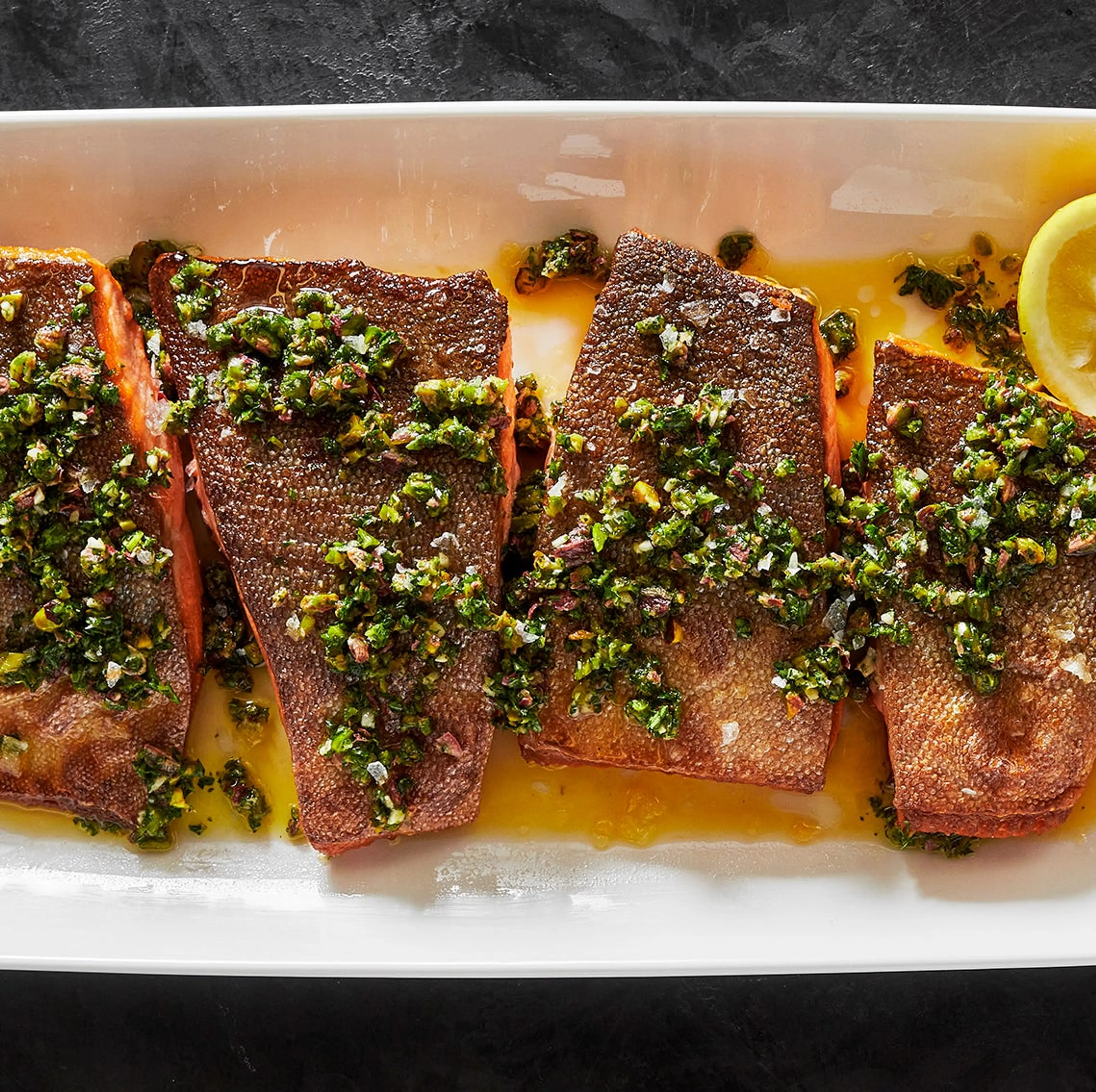 Arctic Char with Pistachio Gremolata