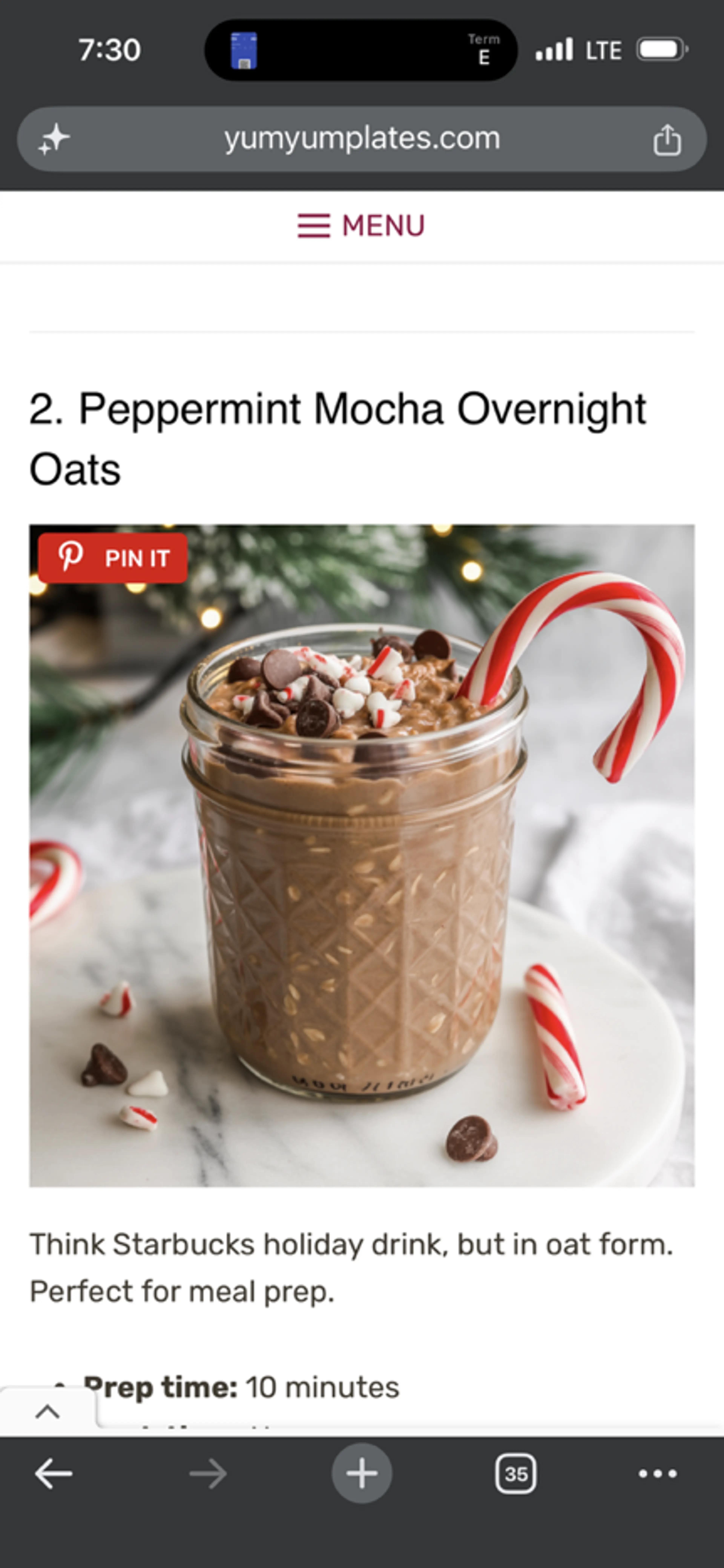 Peppermint Mocha Oatmeal