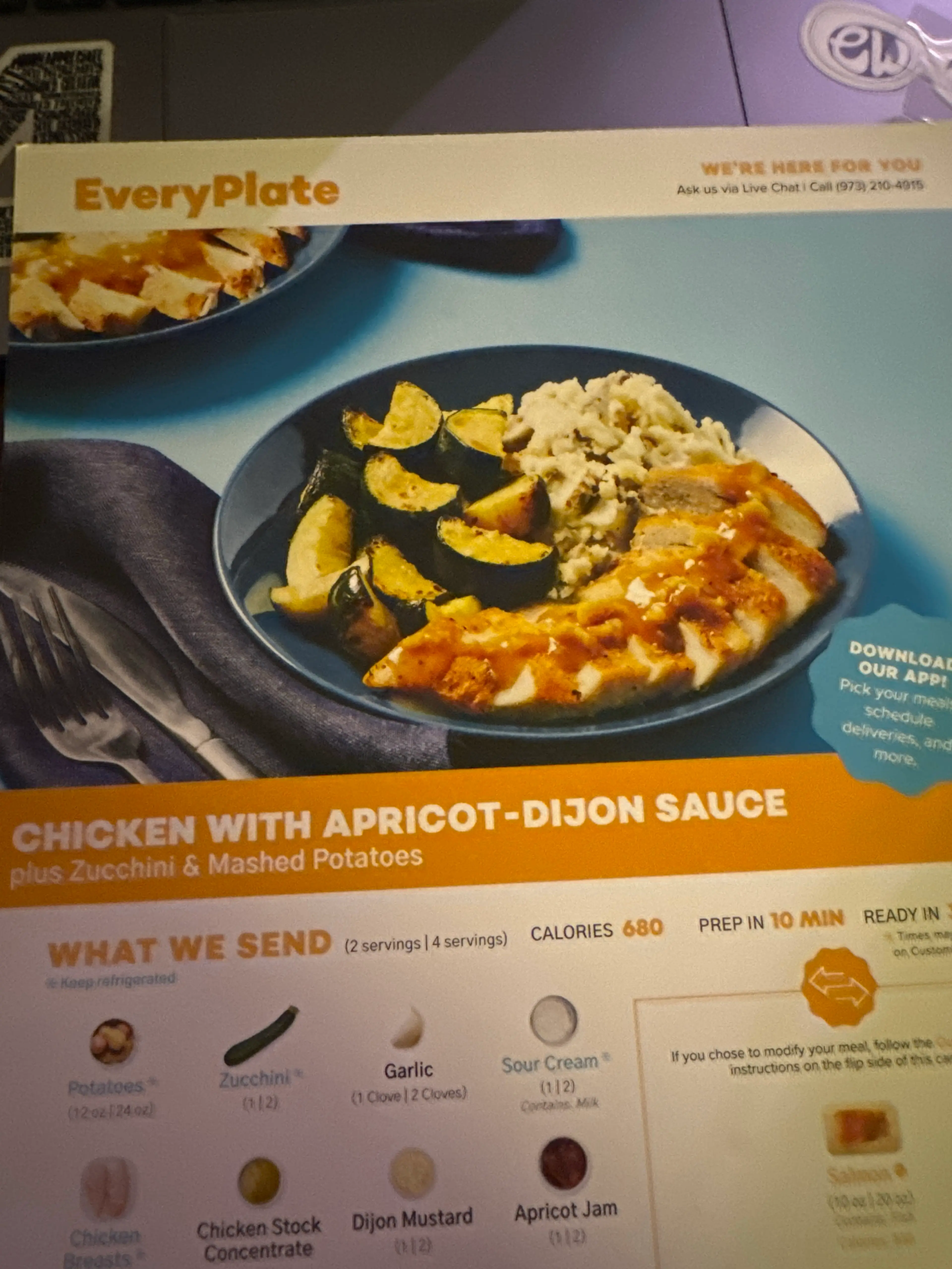 CHICKEN WITH APRICOT-DIJON plus Zucchini & Mashed Potatoes