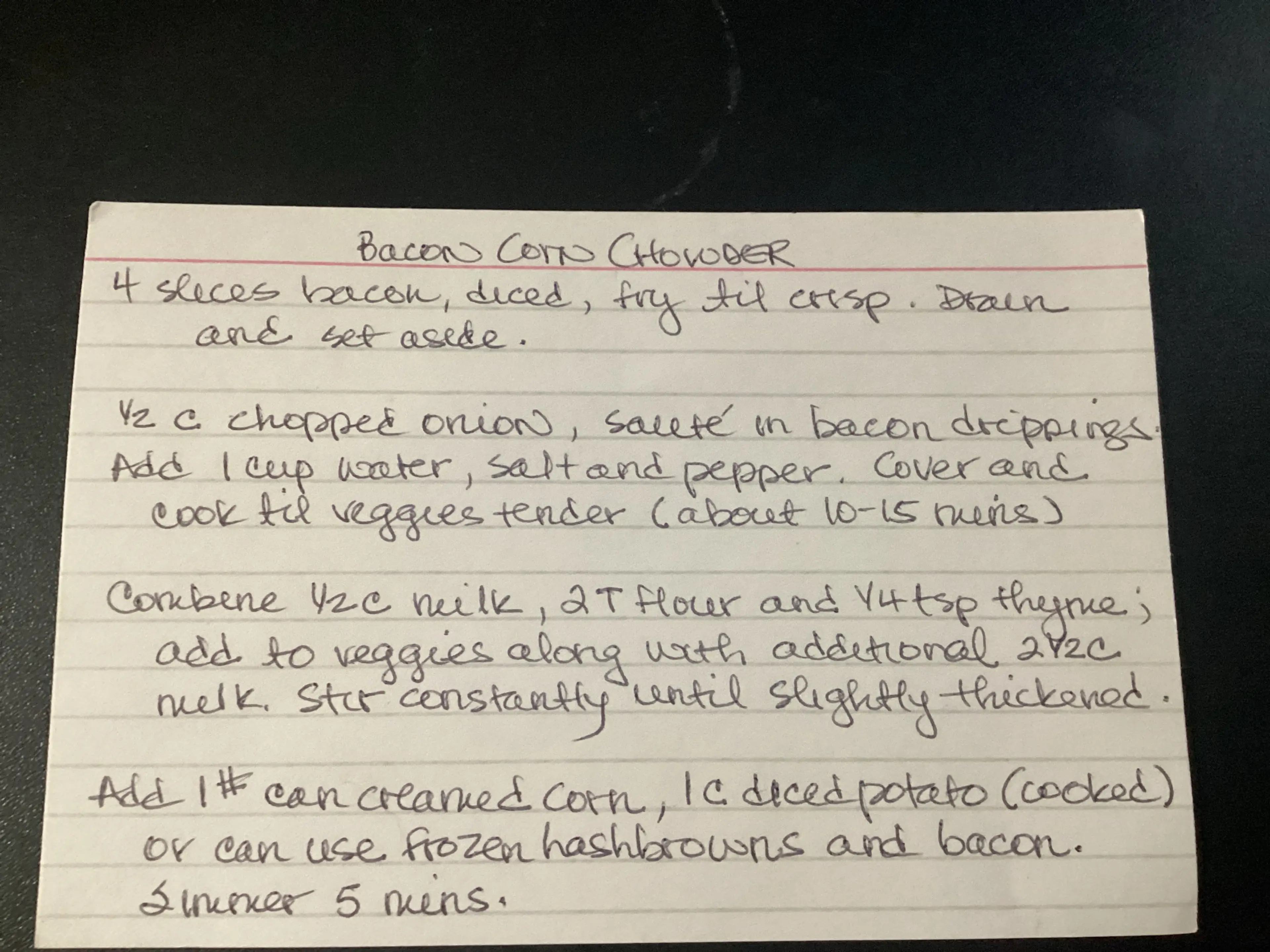 Bacon Corn Chowder (Grandma B)