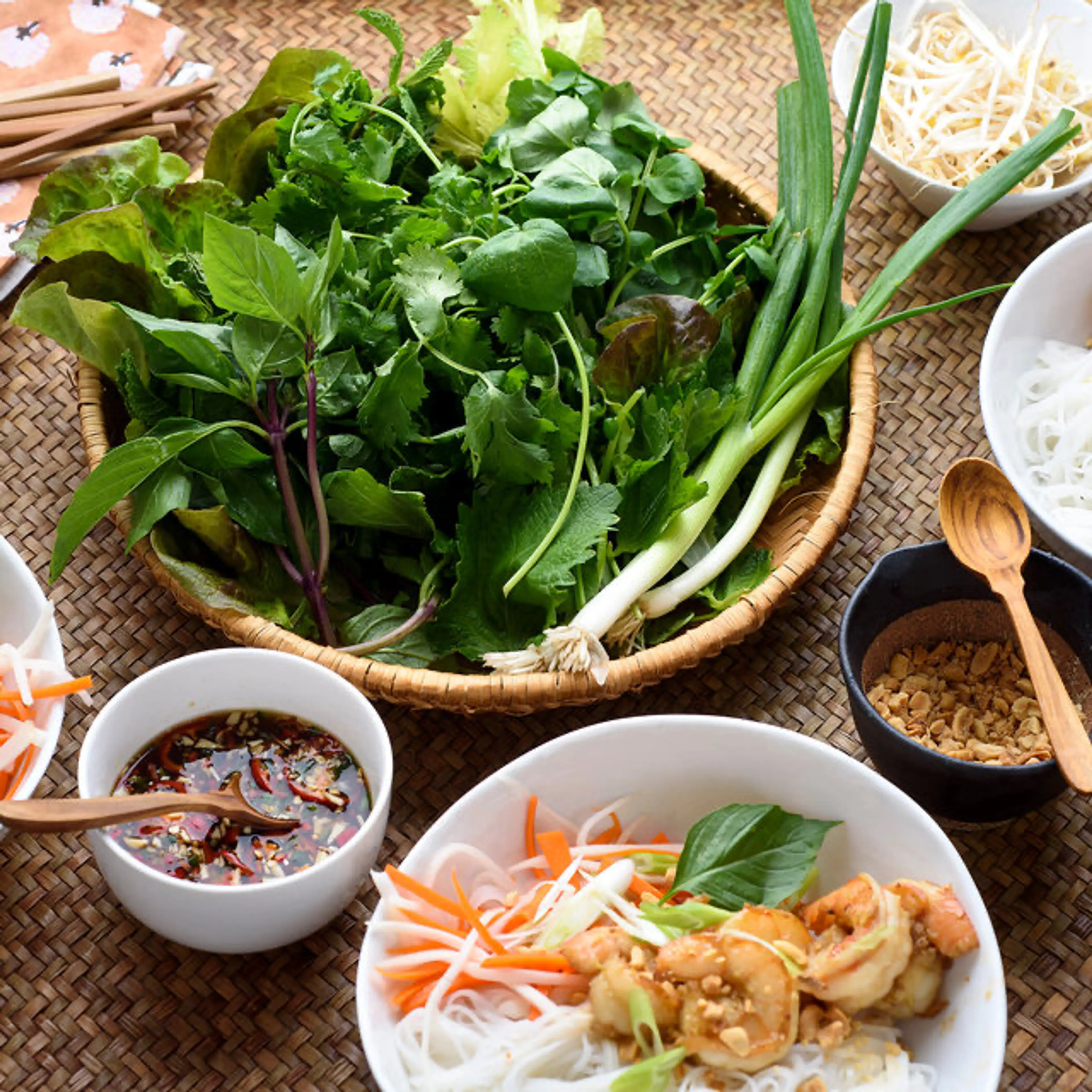 Vietnamese Rice Noodles With Lemongrass Shrimp