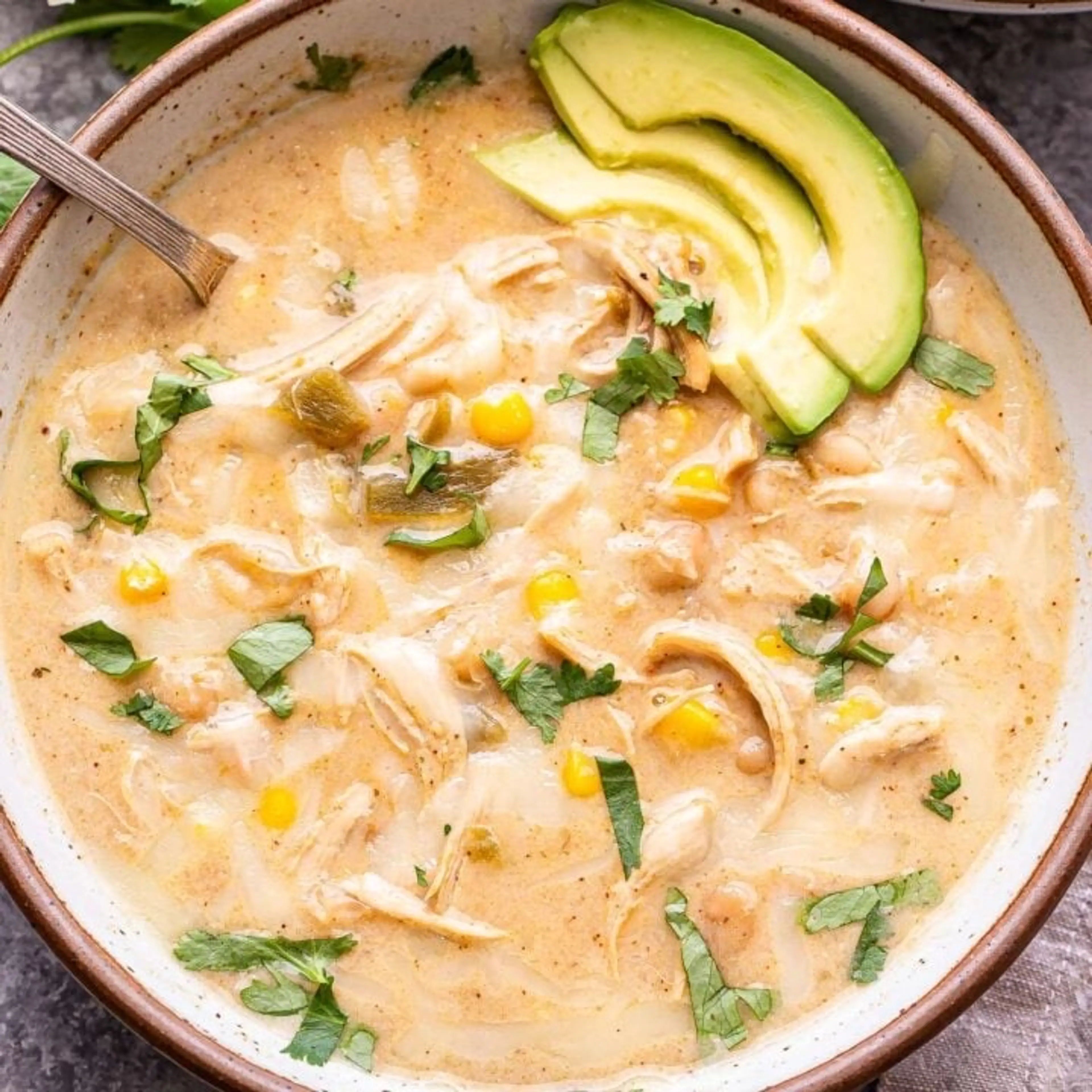 Slow Cooker Creamy Green Chile Chicken Enchilada Soup