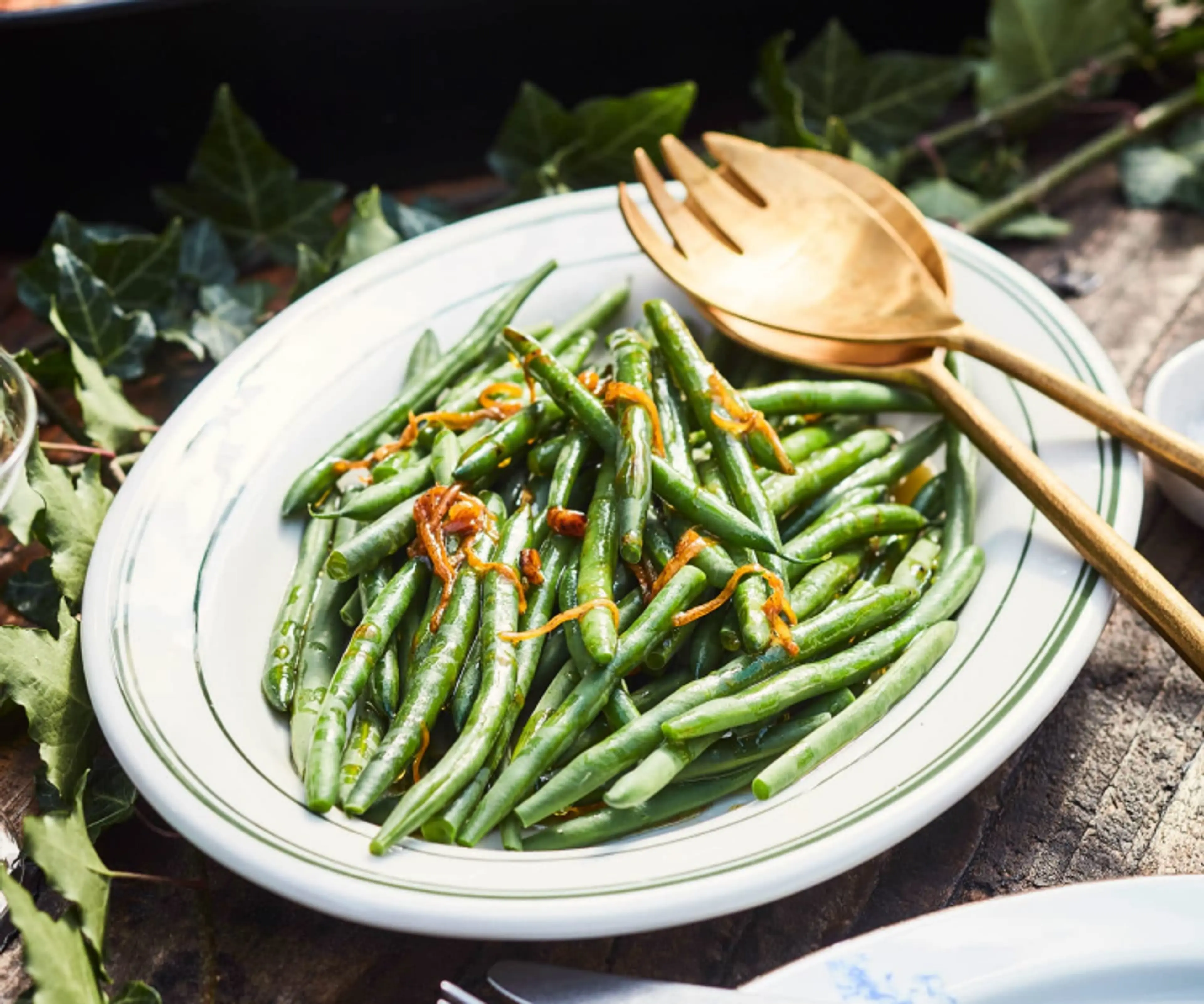 Green beans with lemon brown butter