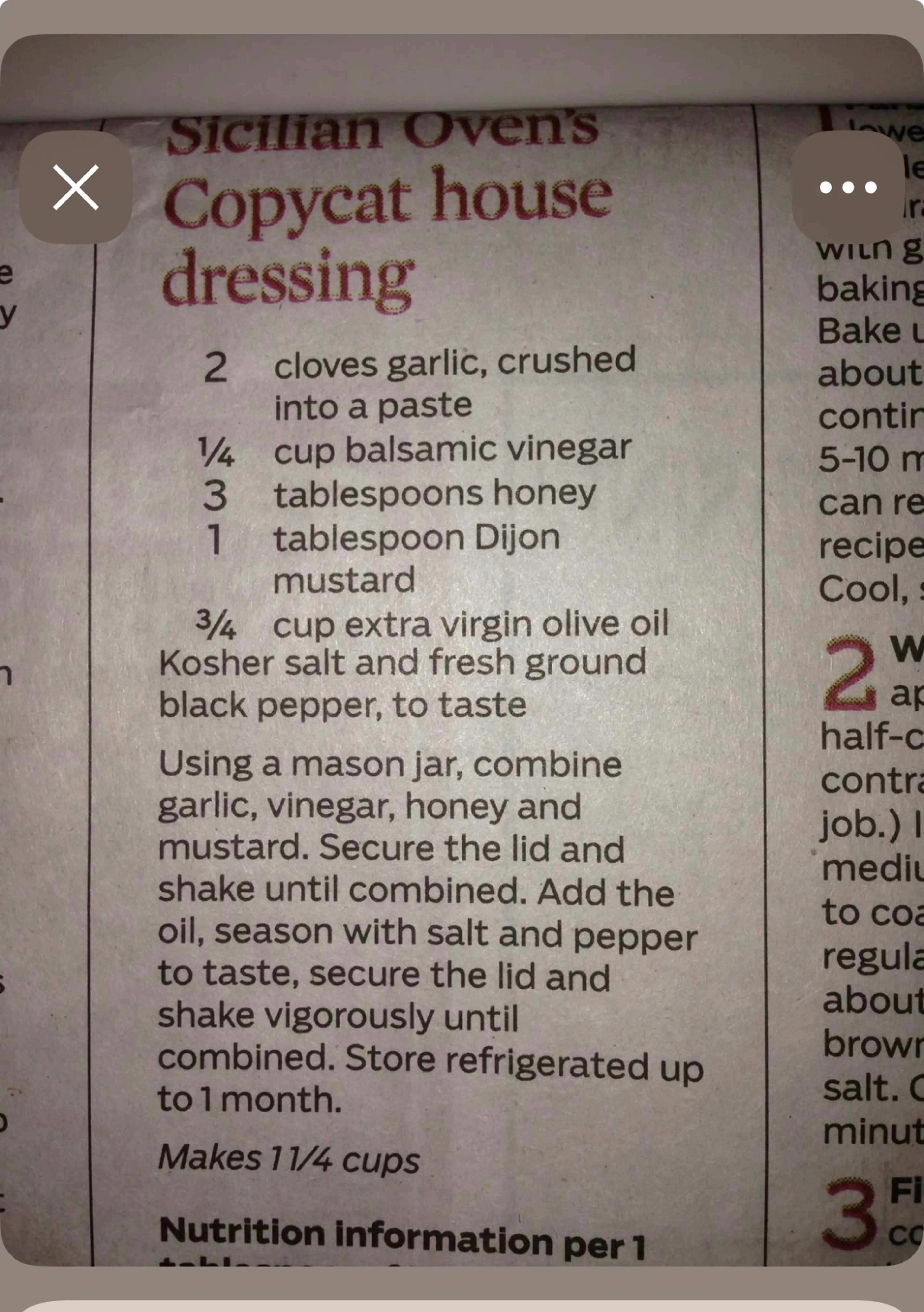 Sicilian Oven's Copycat house dressing