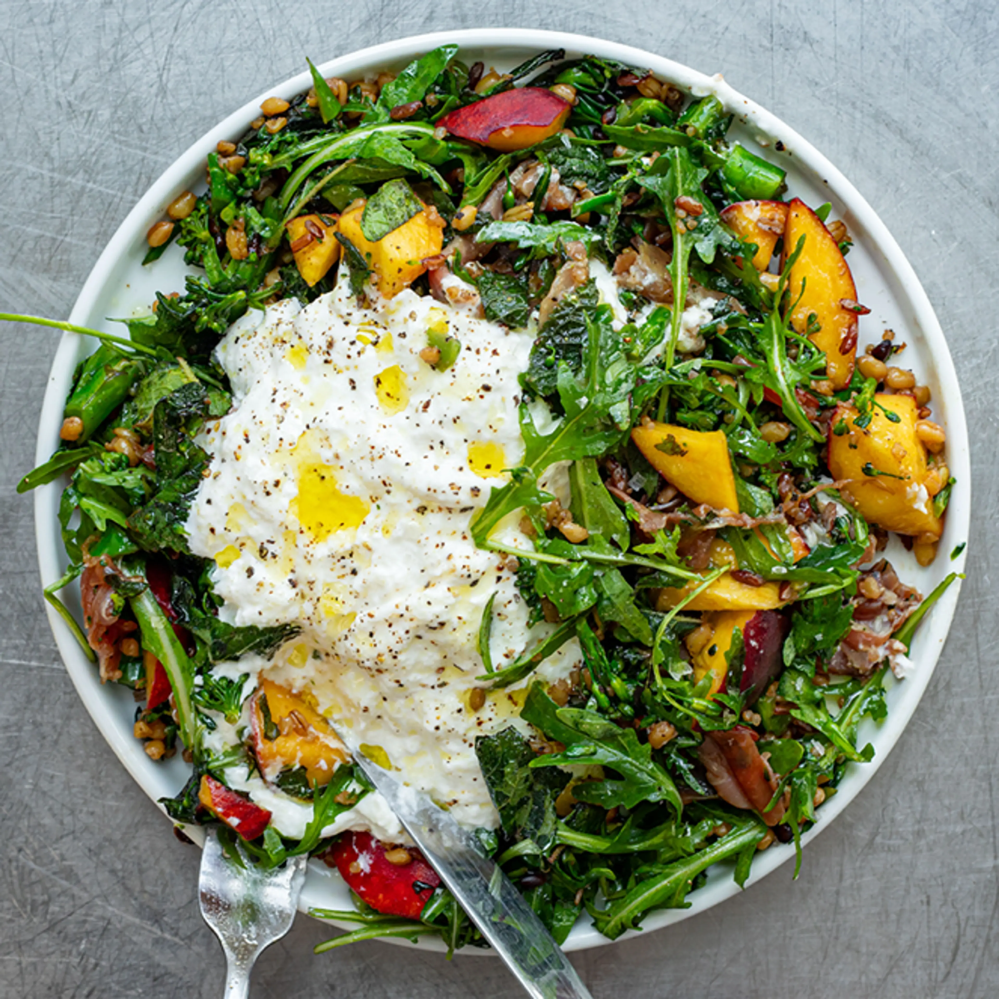 Grilled Peach & Burrata Salad