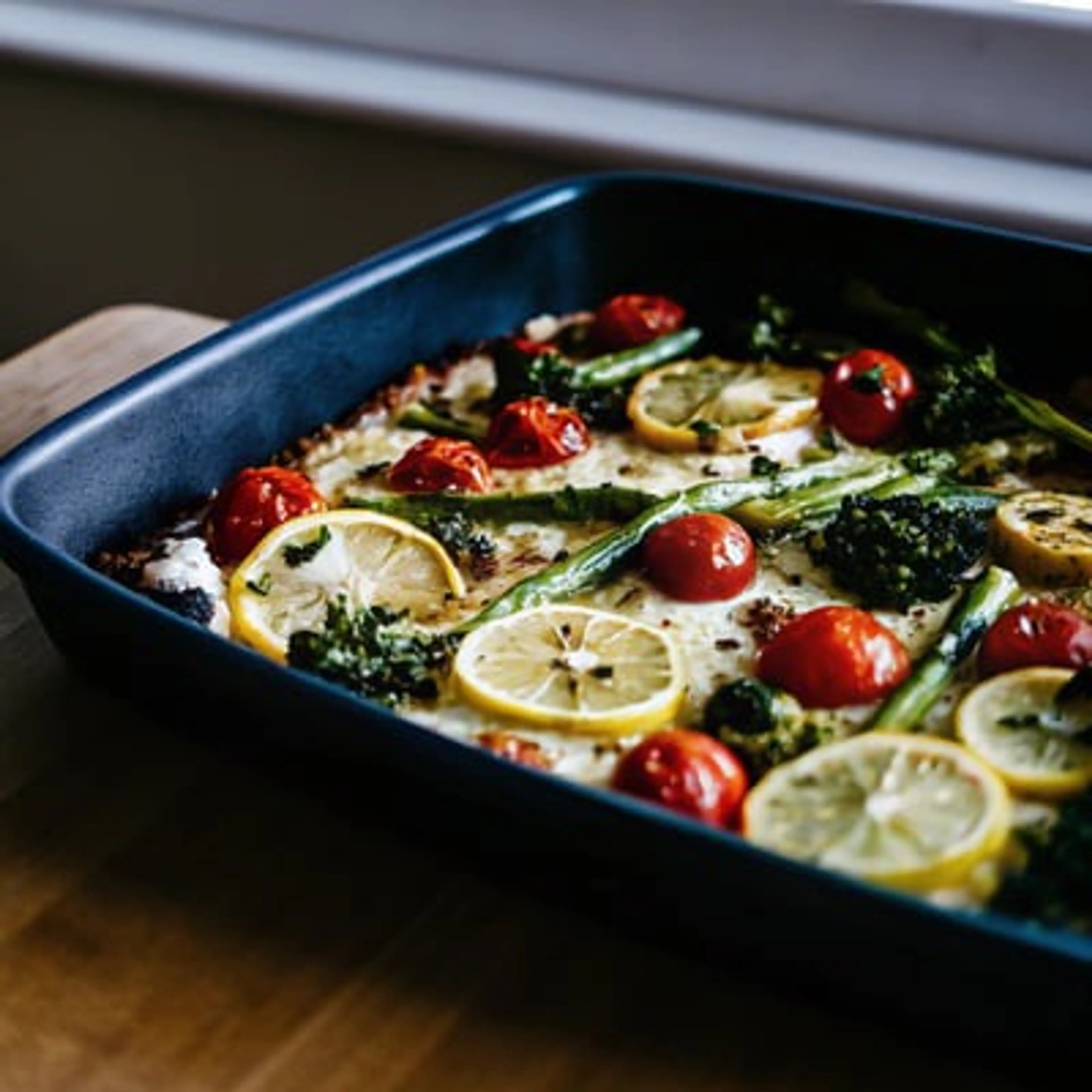 Sheet-Pan Baked Feta With Broccolini, Tomatoes and Lemon
