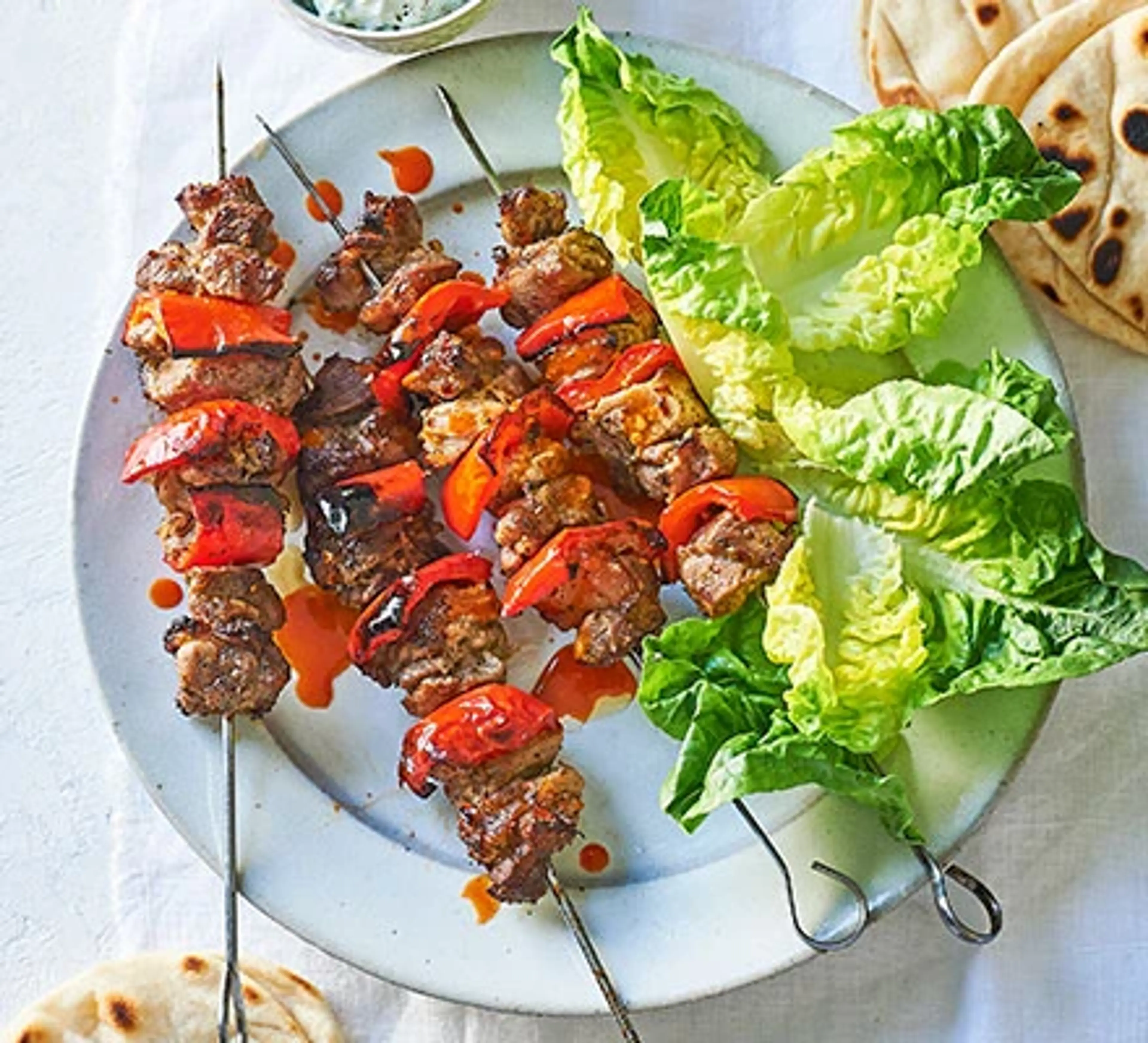 Pork souvlaki with oregano